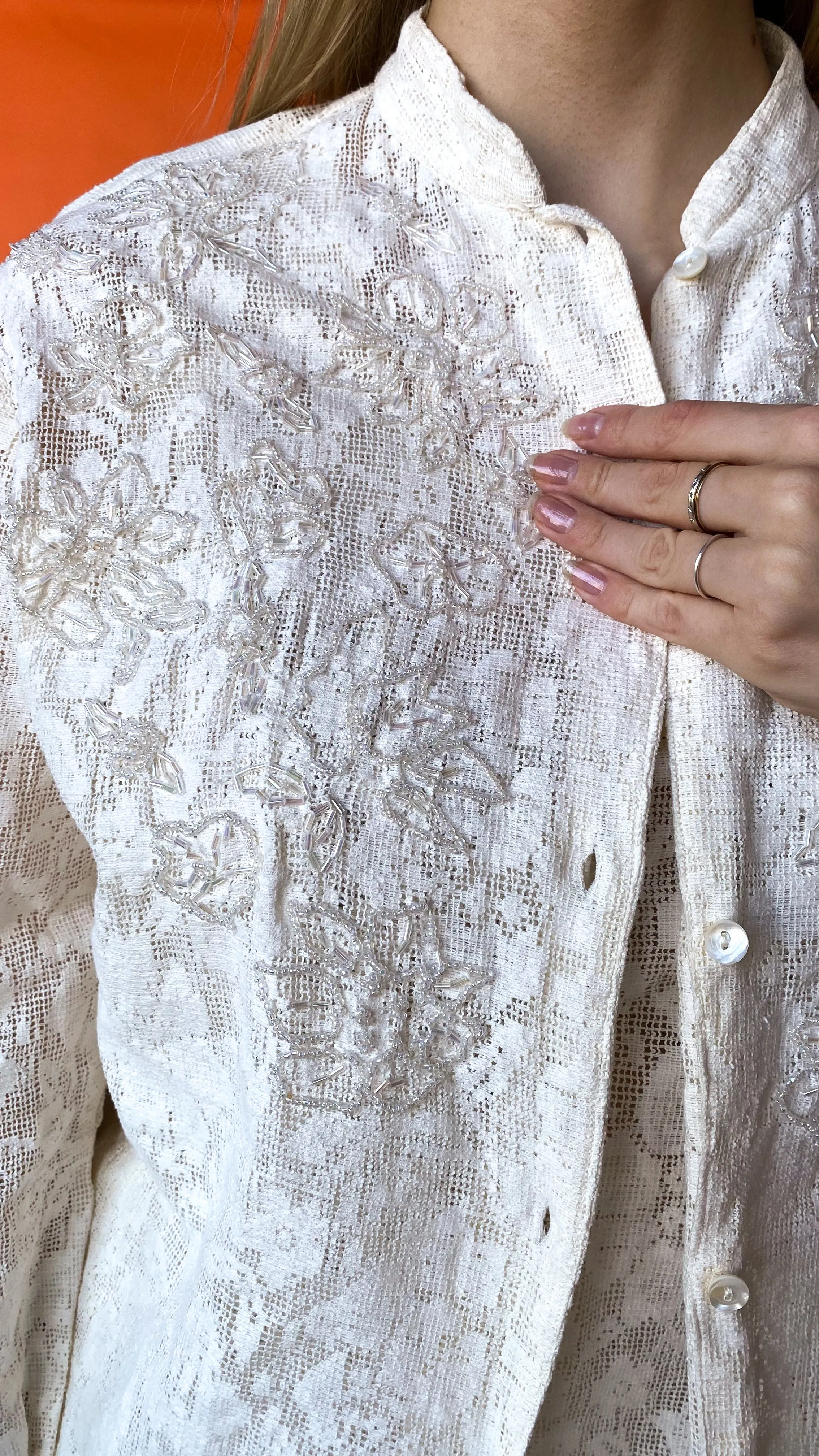 1980s Ivory Lace 3-Piece Set, sz. 1XL