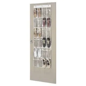 24-Pocket Over-The-Door Shoe Organizer, Clear Vinyl