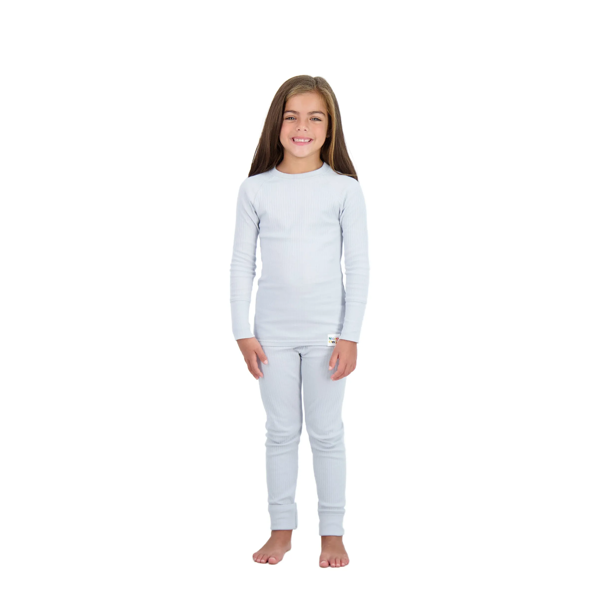 4-Piece 100% Organic Cotton Rib Knit Pajama Sets for Boys & Girls, Pink & Gray