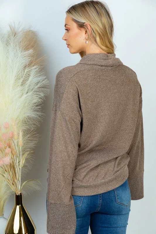 A Long Sleeve Solid Knit Top | White Birch - Final Sale