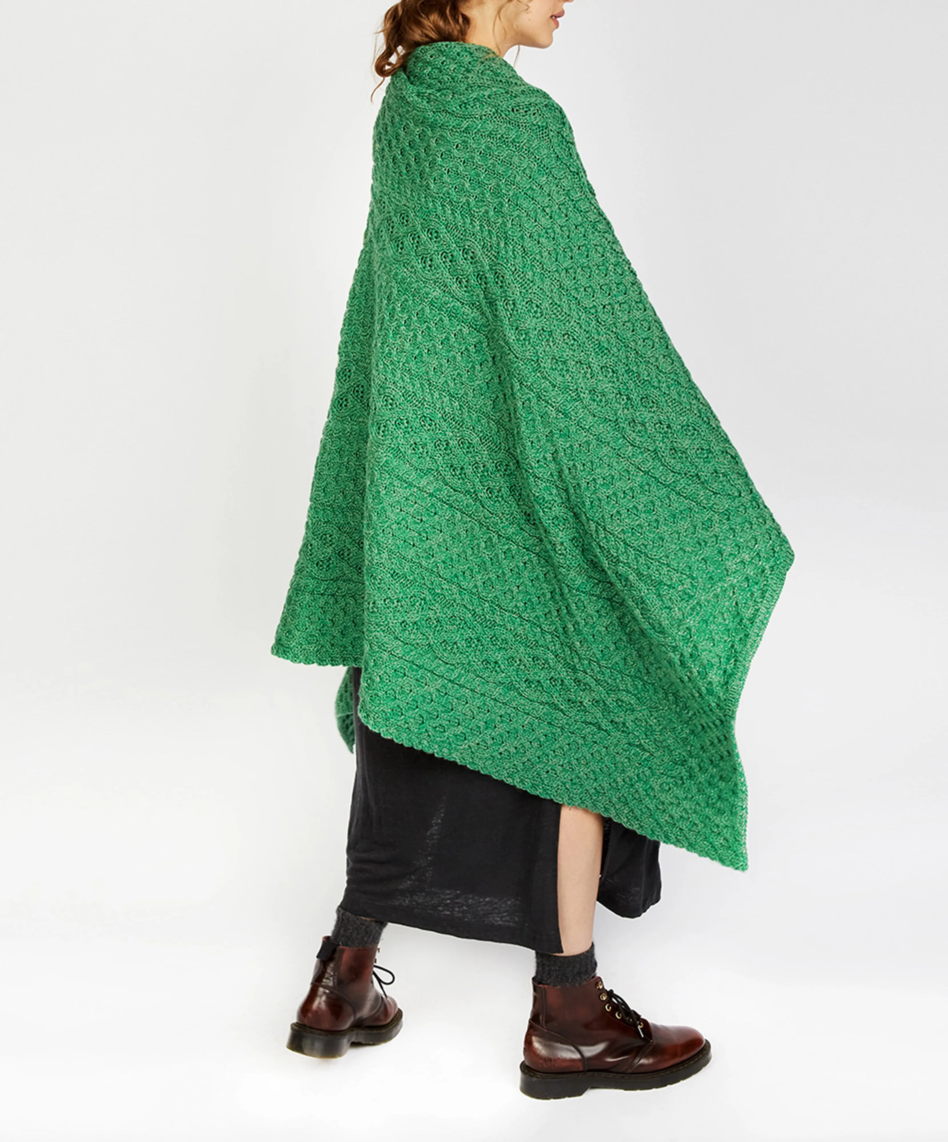 Aran Throw Green Marl