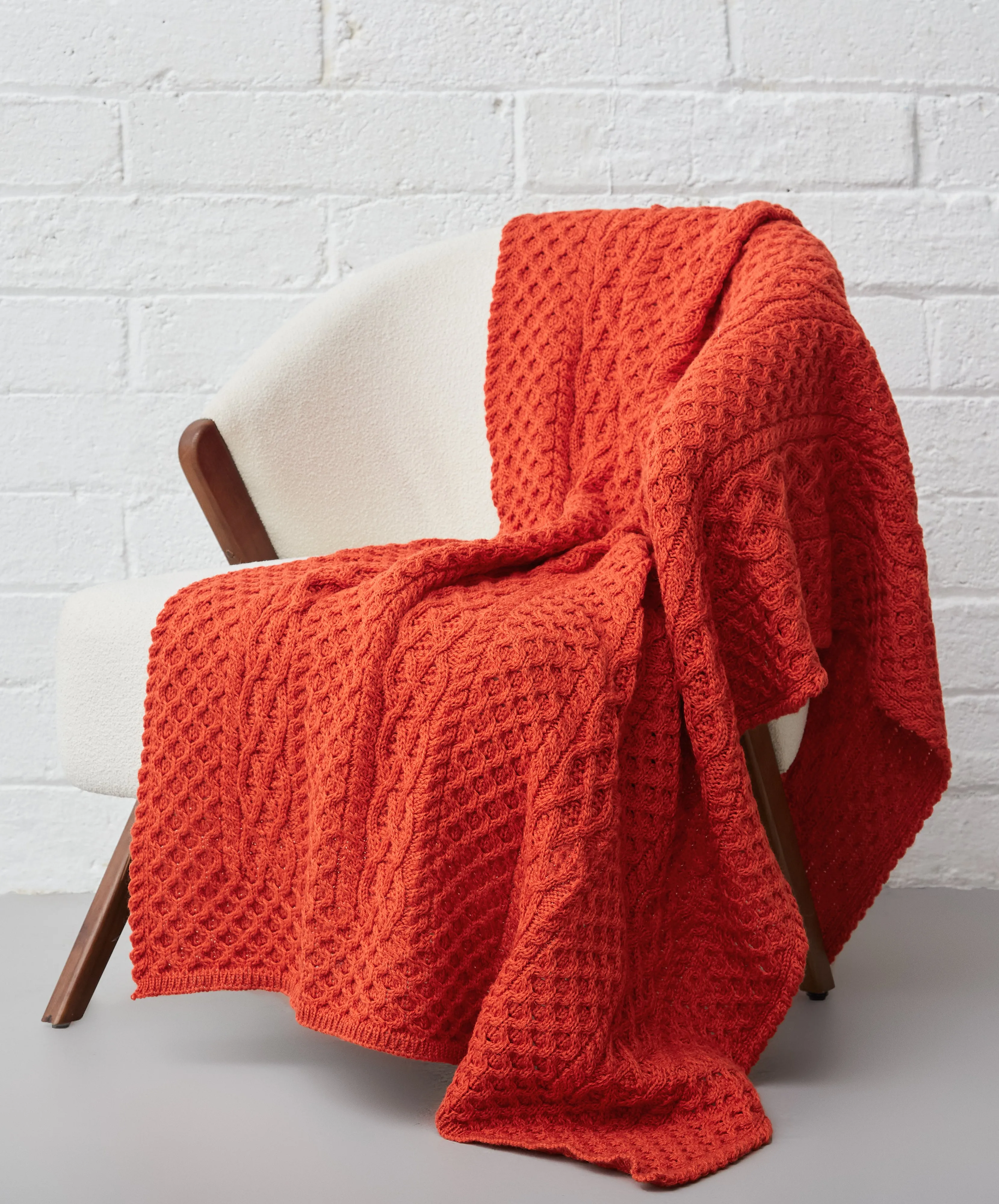 Aran Throw Orange Marl