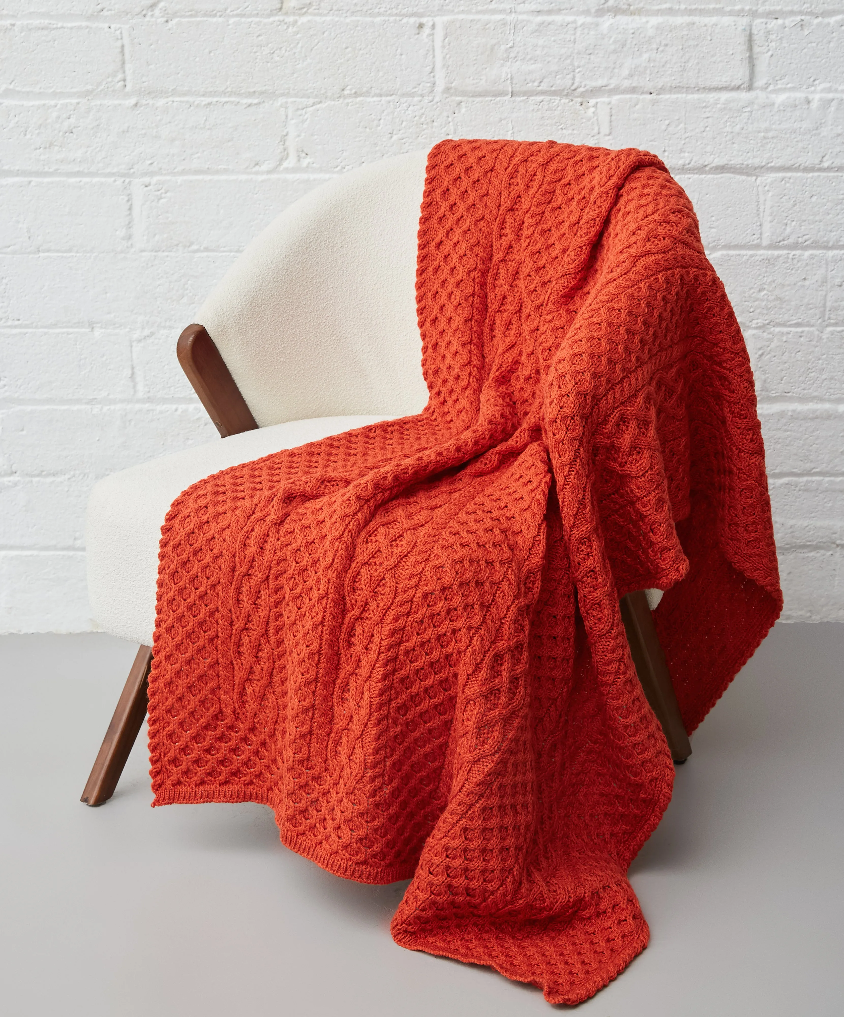 Aran Throw Orange Marl