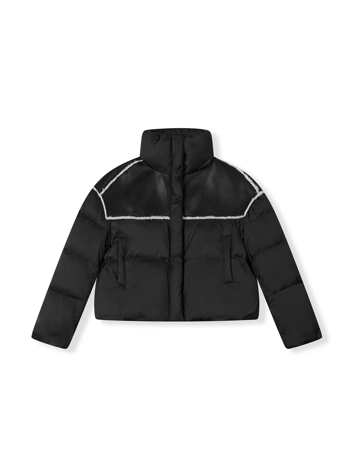 ASOBIO Color-Blocked Lambswool Puffer Jacket