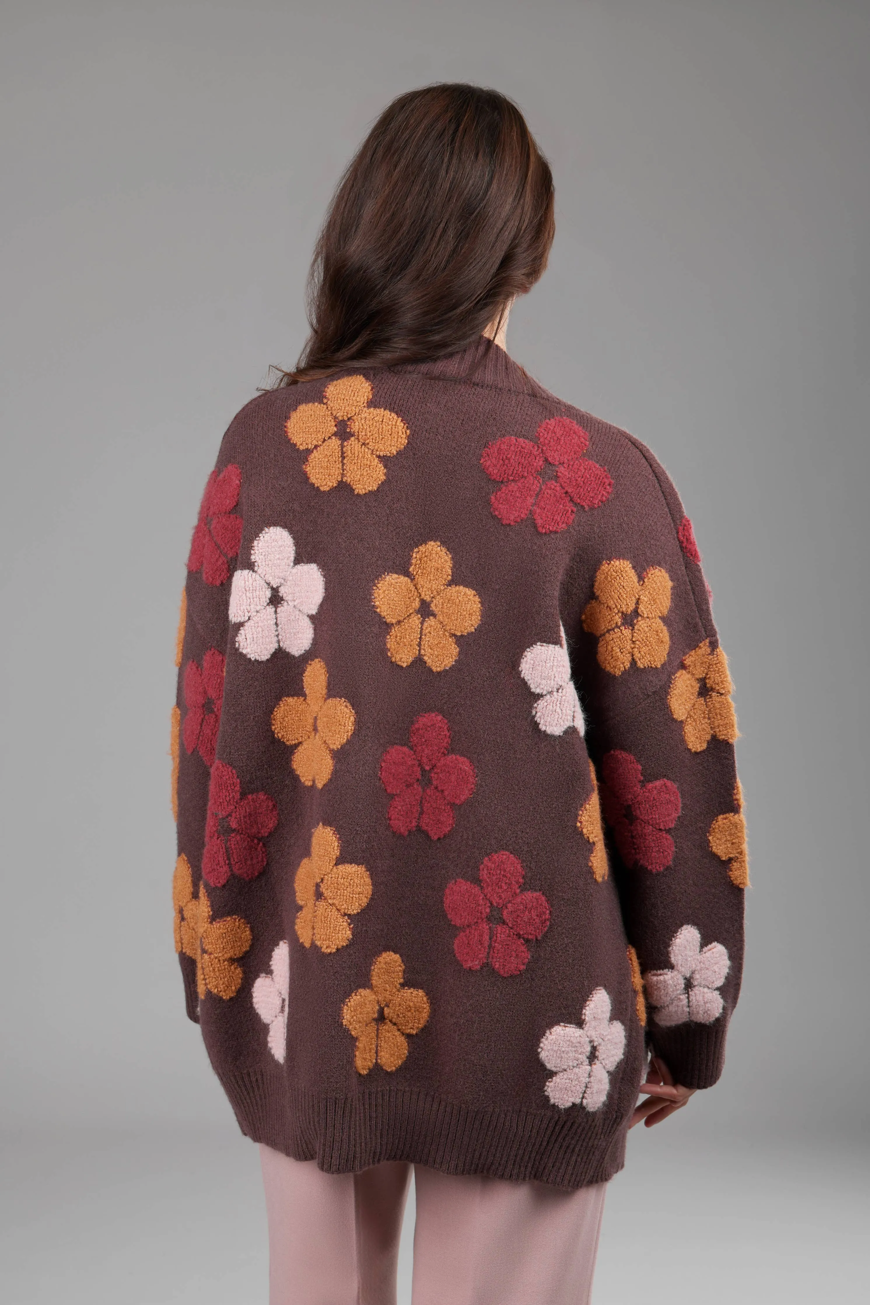 Autumn  Floral Knit Cardigan