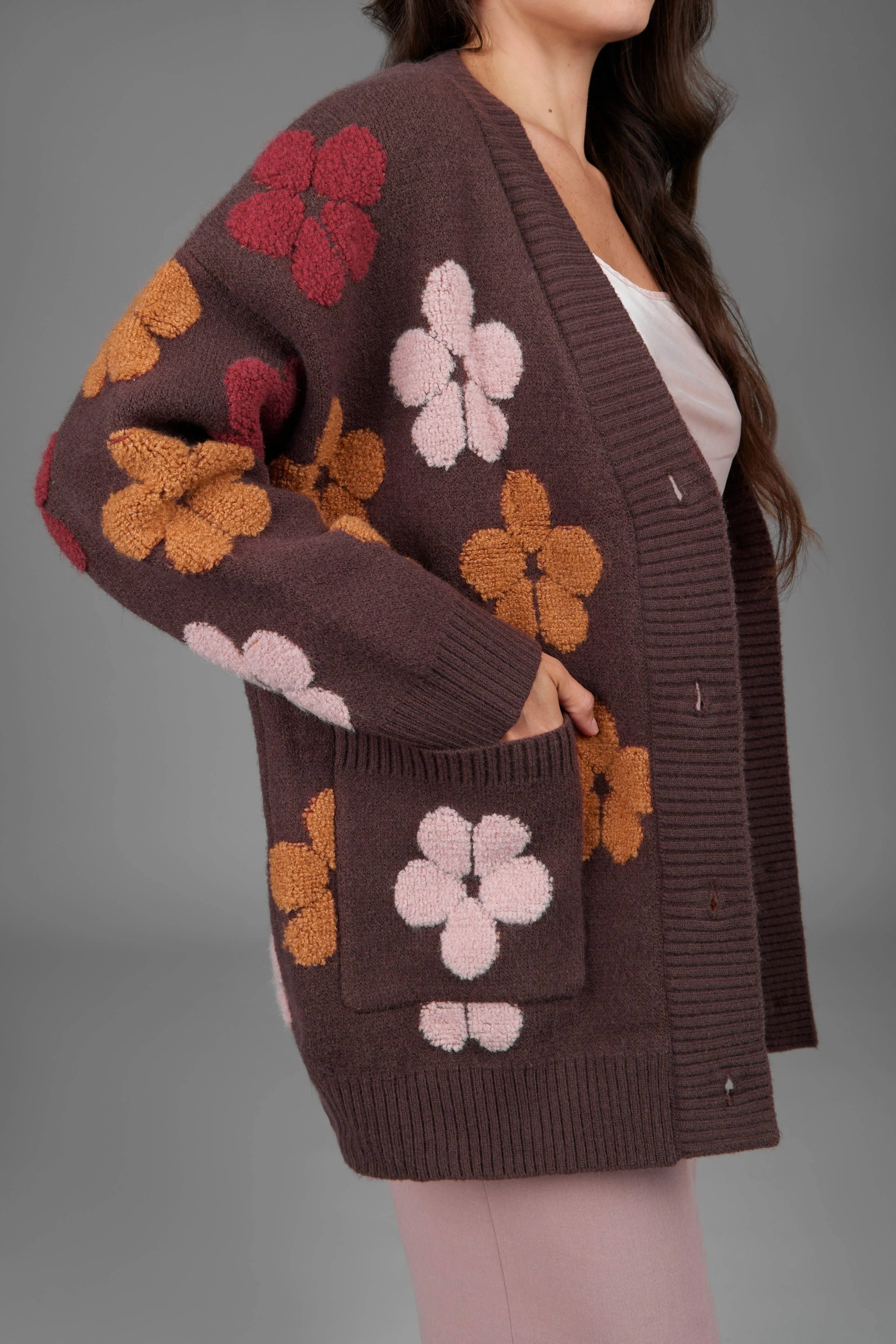 Autumn  Floral Knit Cardigan