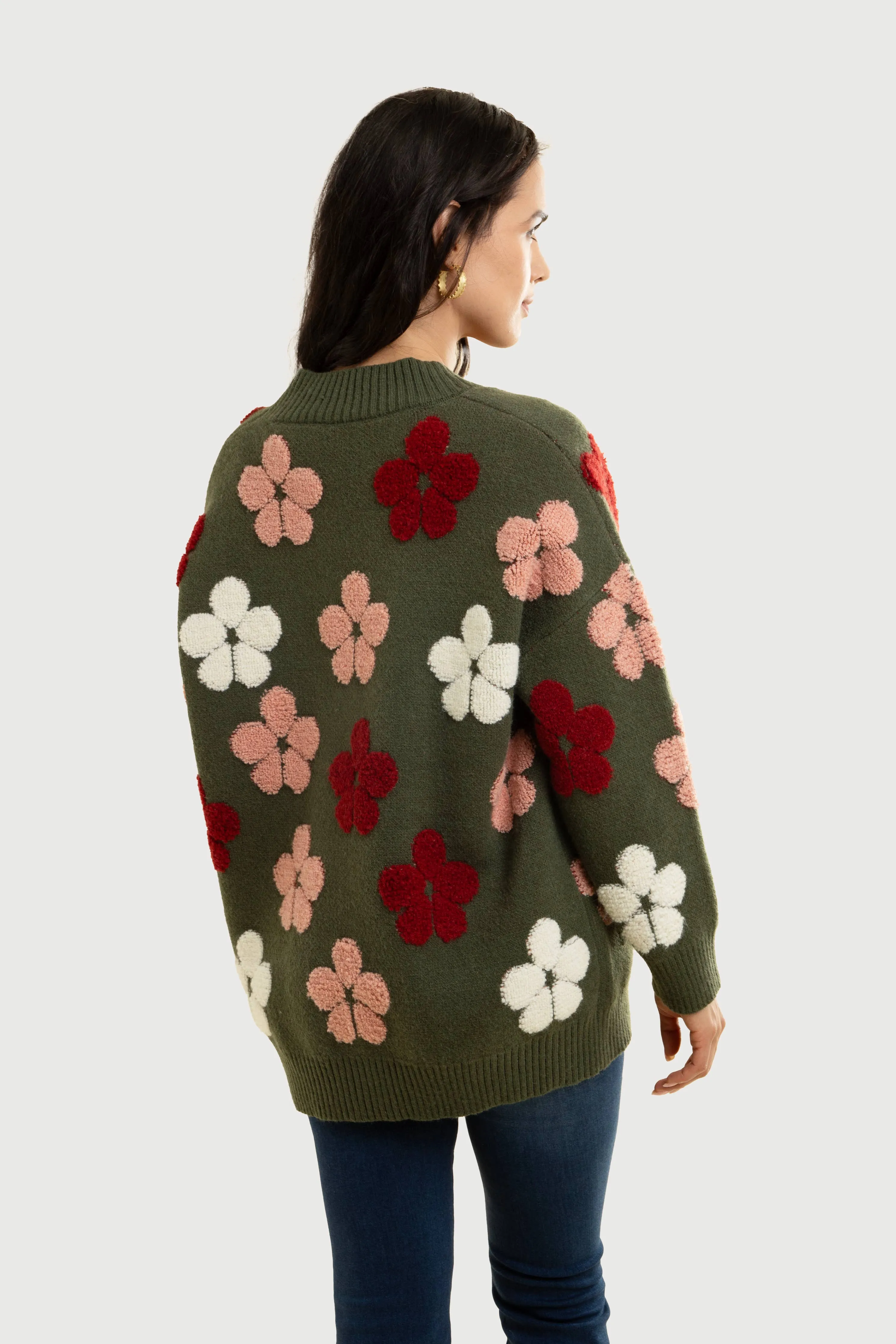 Autumn  Floral Knit Cardigan