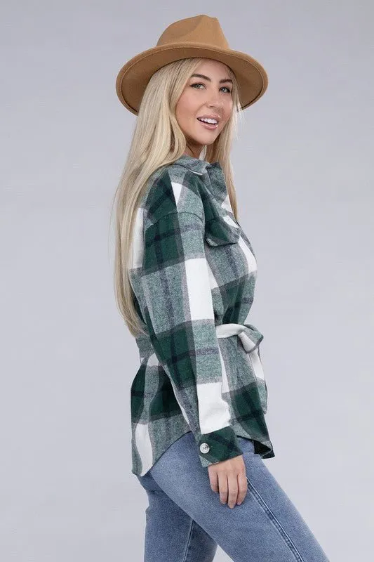 Belted Plaid Shacket for Effortless Style