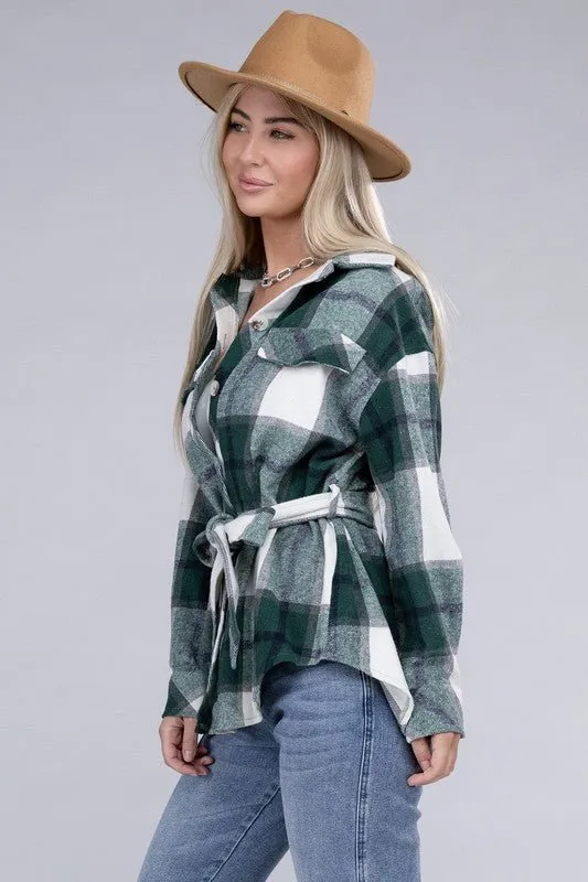 Belted Plaid Shacket for Effortless Style