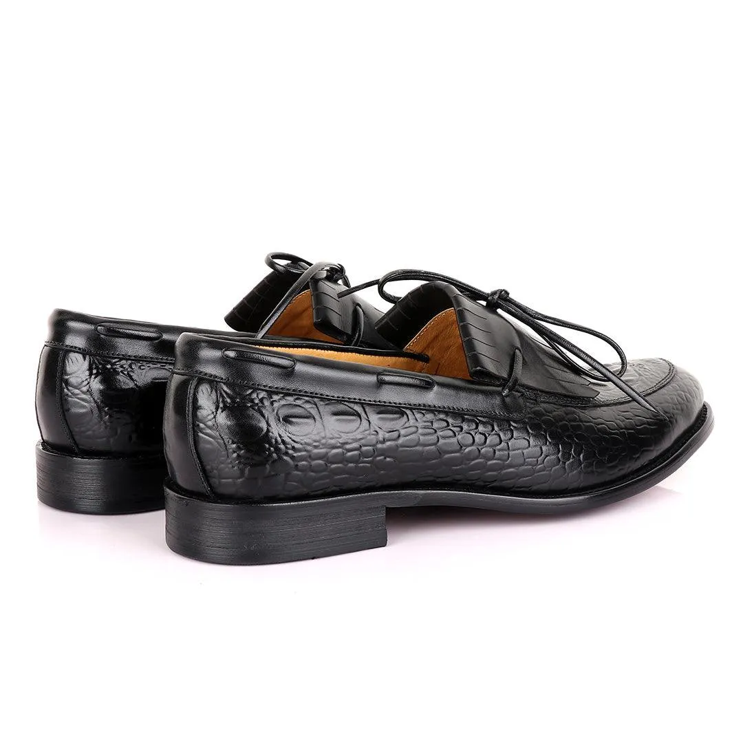 Berluti leather overlap skin Shoe-Black