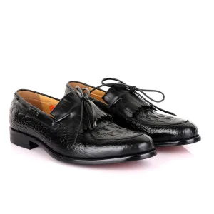 Berluti leather overlap skin Shoe-Black