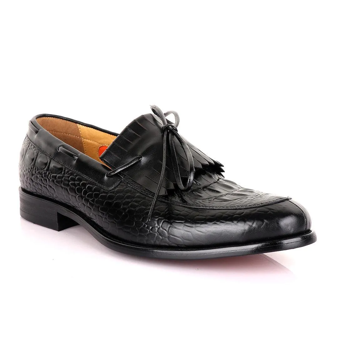 Berluti leather overlap skin Shoe-Black