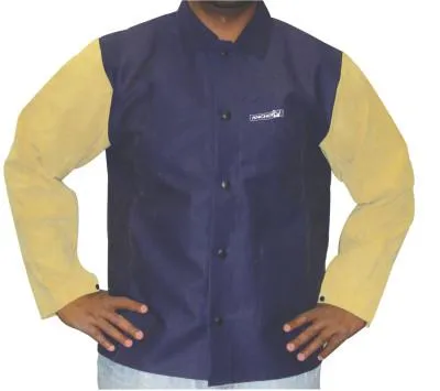 Best Welds Leather/Sateen Combo Jacket, 2X-Large, Blue/Tan, 1201-2XL