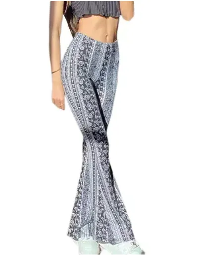 Boho Flare Print Pants for Women