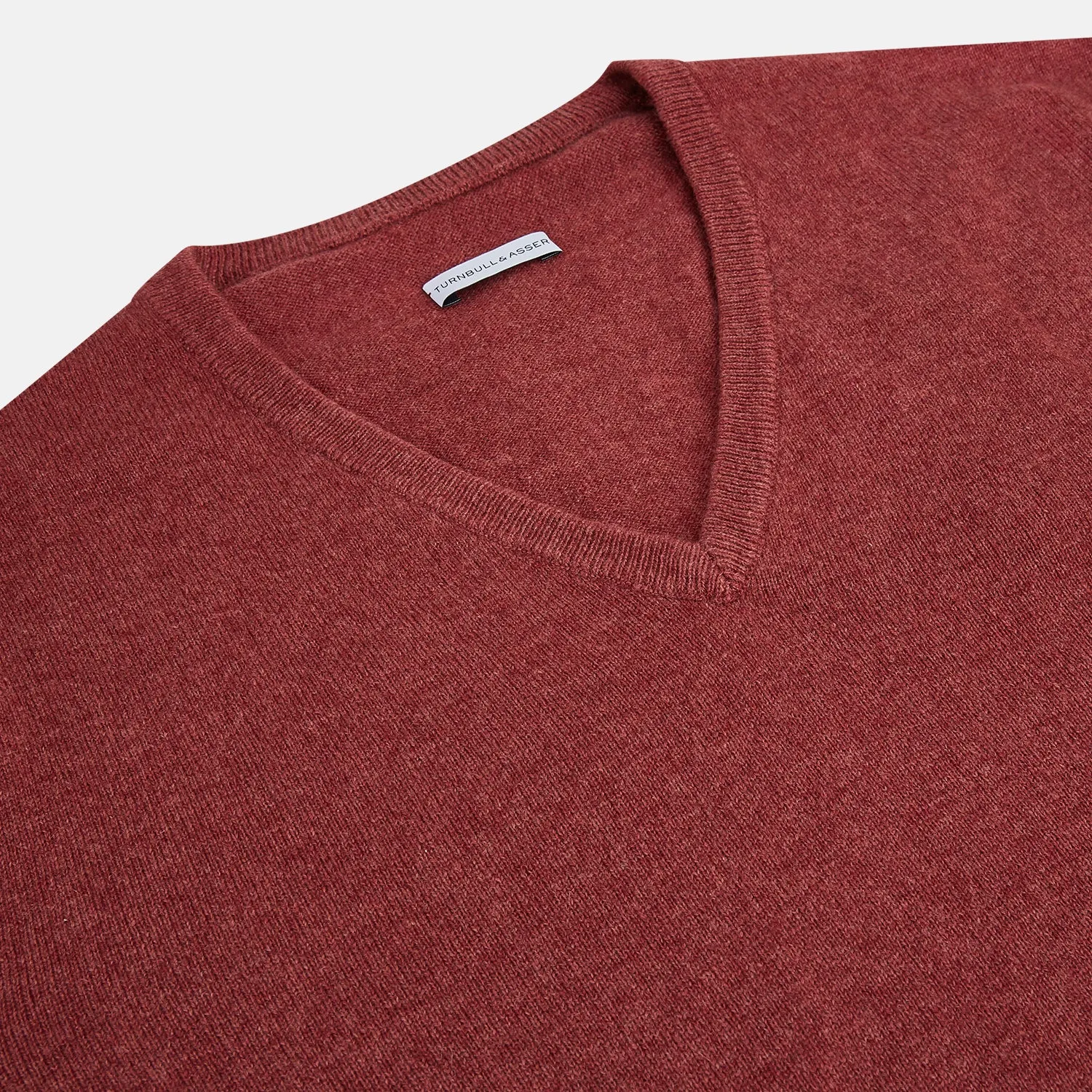 Burgundy Crew V-Neck Cashmere Jumper