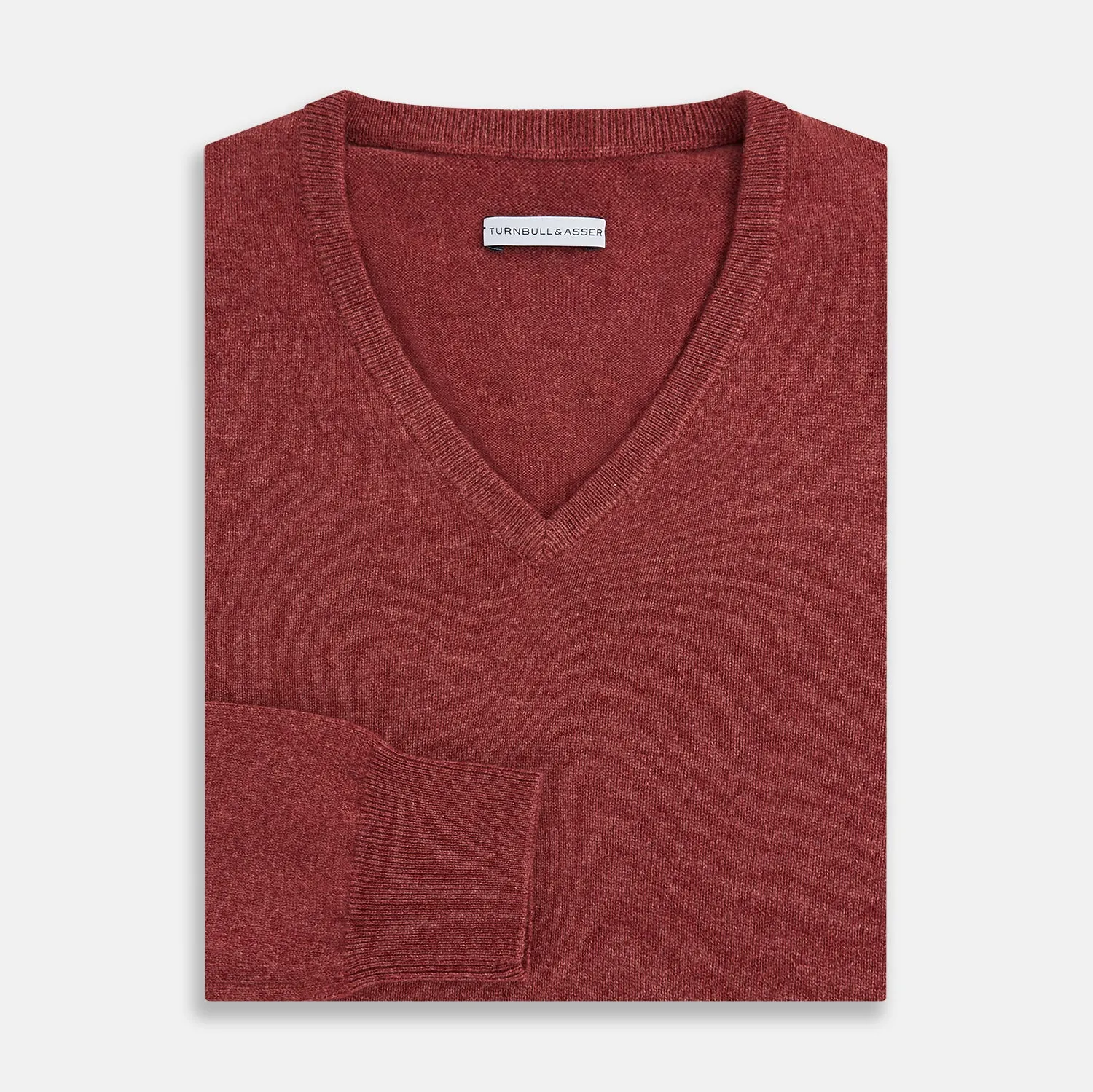 Burgundy Crew V-Neck Cashmere Jumper