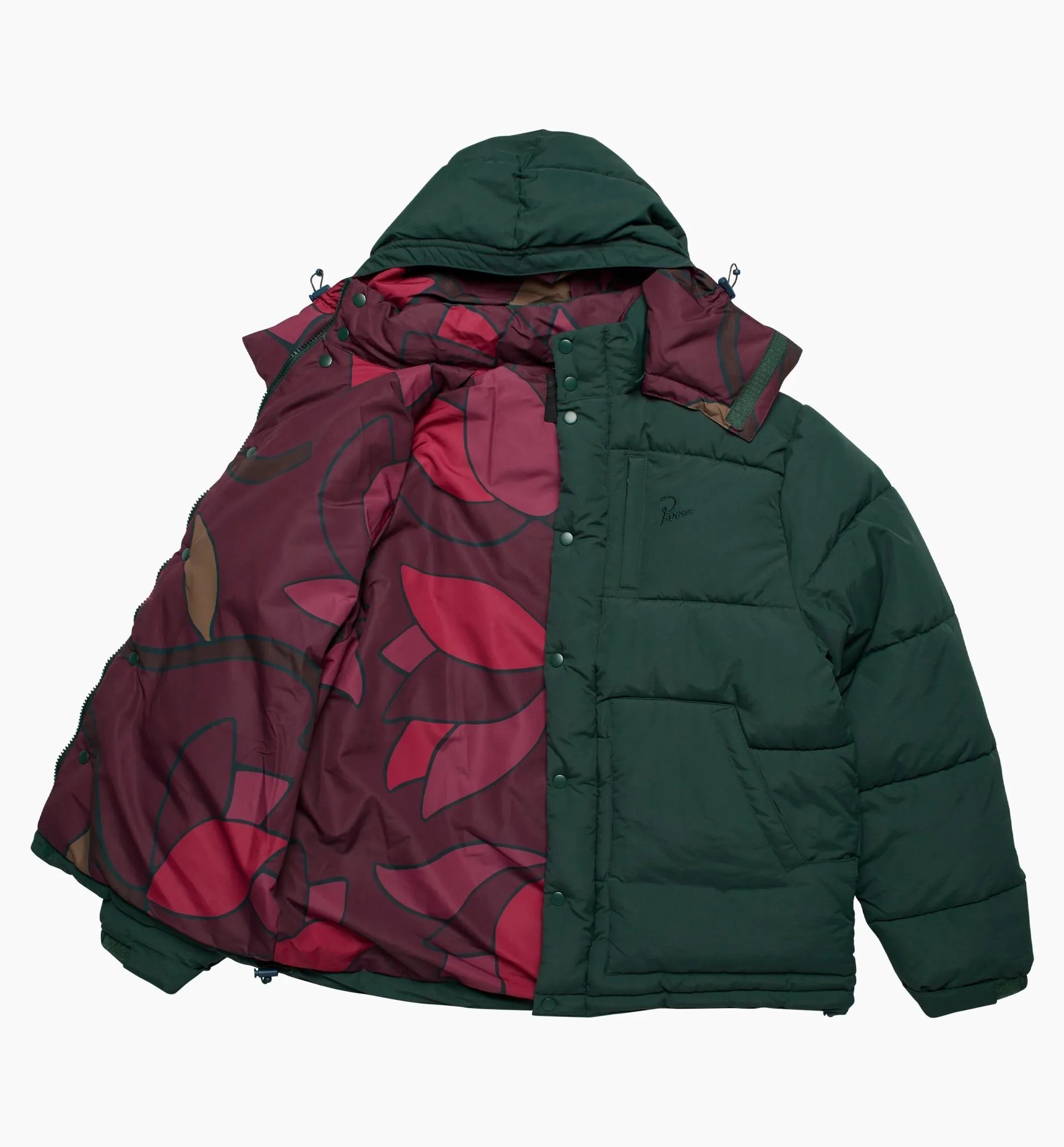 by Parra The Secret Garden Puffer Jacket 'Pine Green'