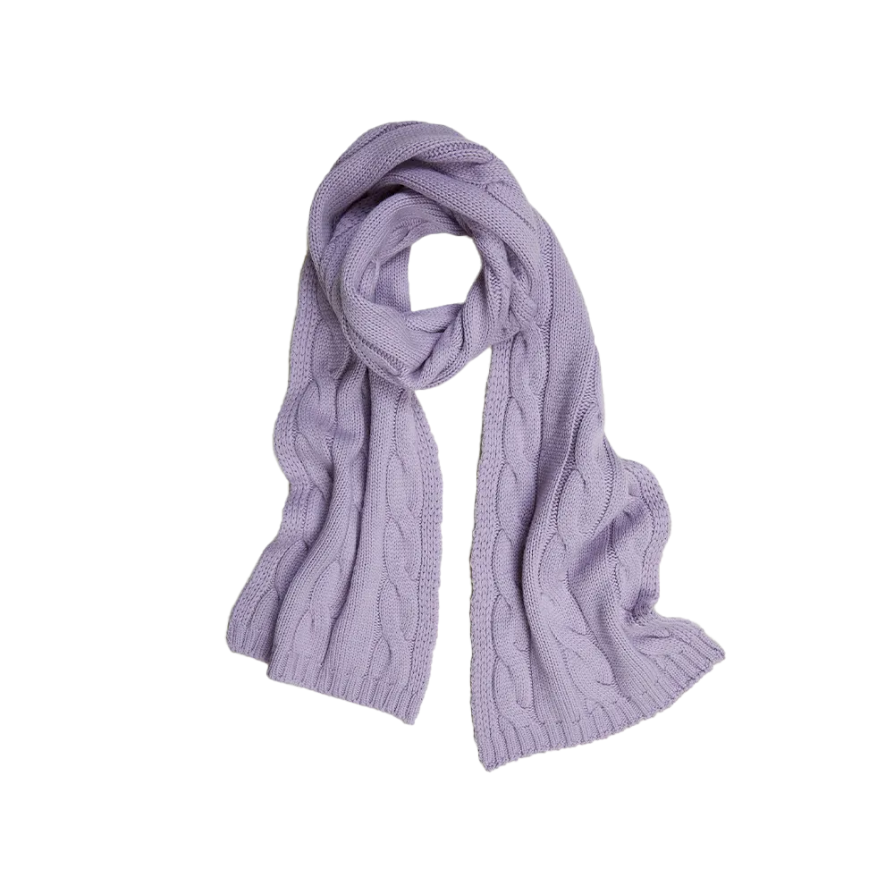 Cable Knit Scarf - Lilac