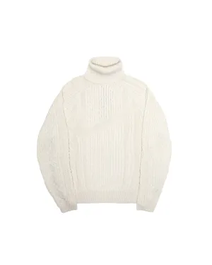 Cable Knit Turtleneck - Light Bone