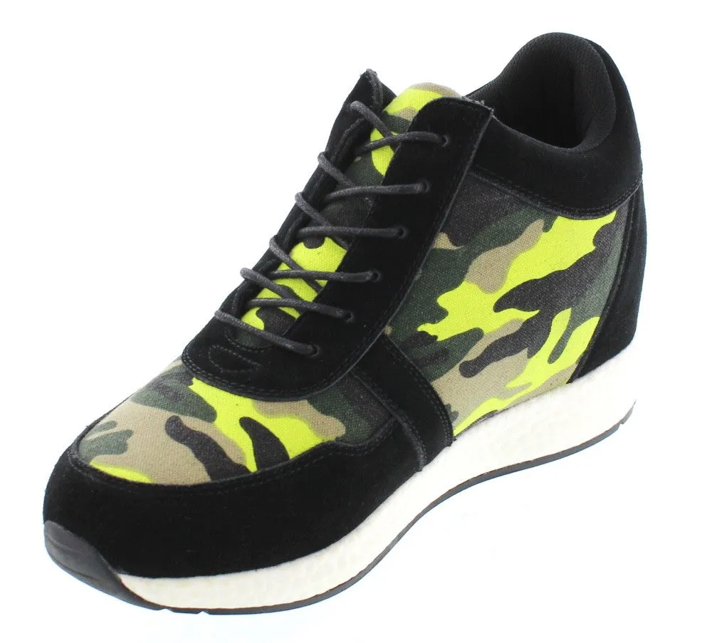 CALTO - H2244 - 3.2 Inches Taller (Camo Black/Yellow Canvas) - Lightweight