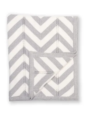 Chevron knit blanket grey marl