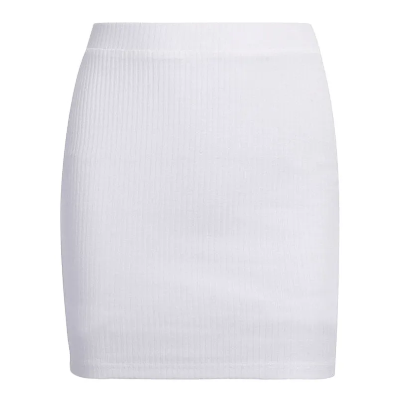 Comfy White Color Cotton Blend White Rib Knit Bodycon Mini Skirt