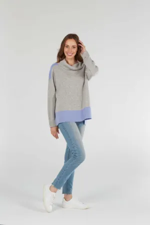 CONTRAST BACK ROLL NECK PULLOVER