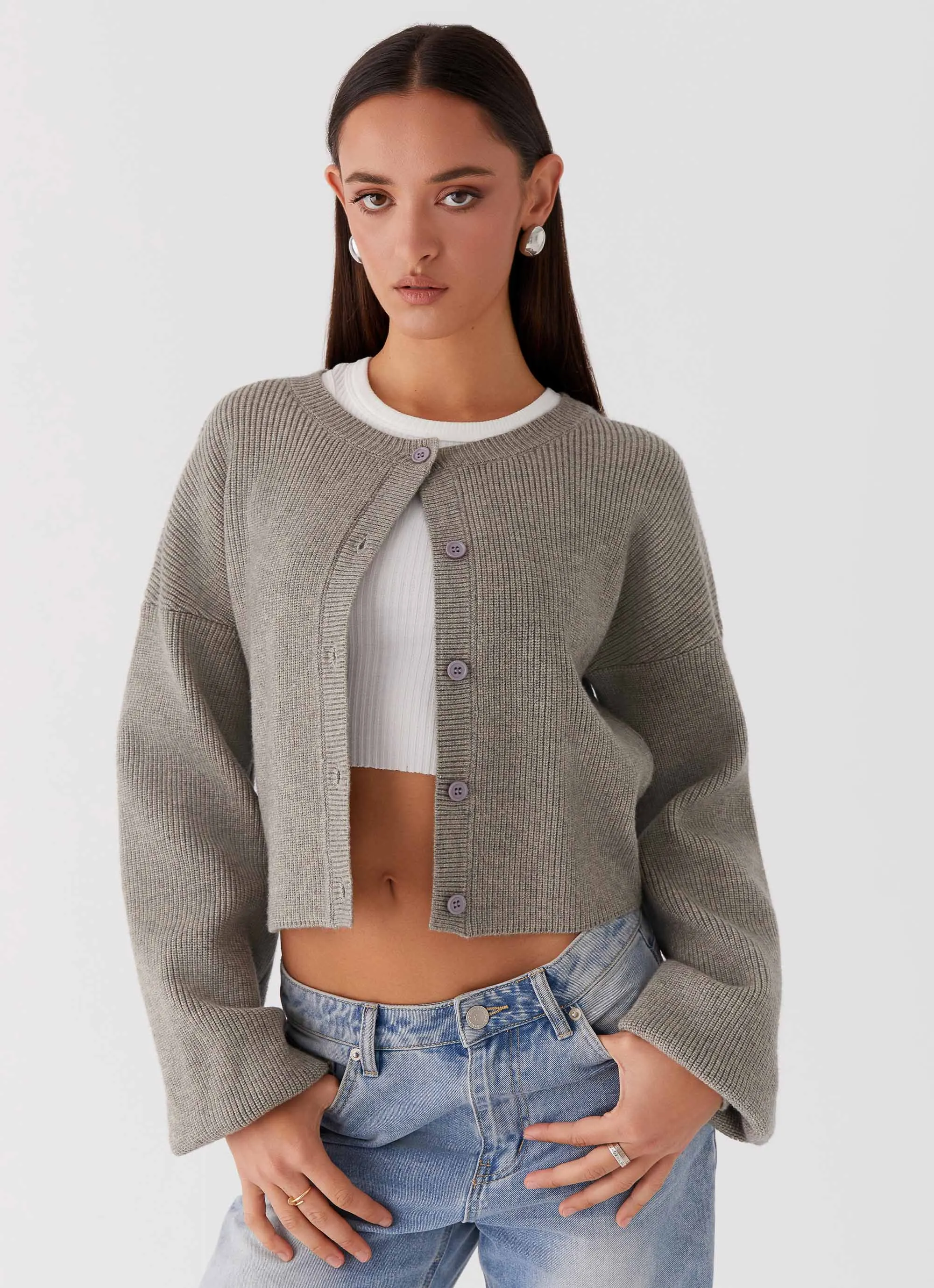 Daphne Knit Cardigan - Light Grey