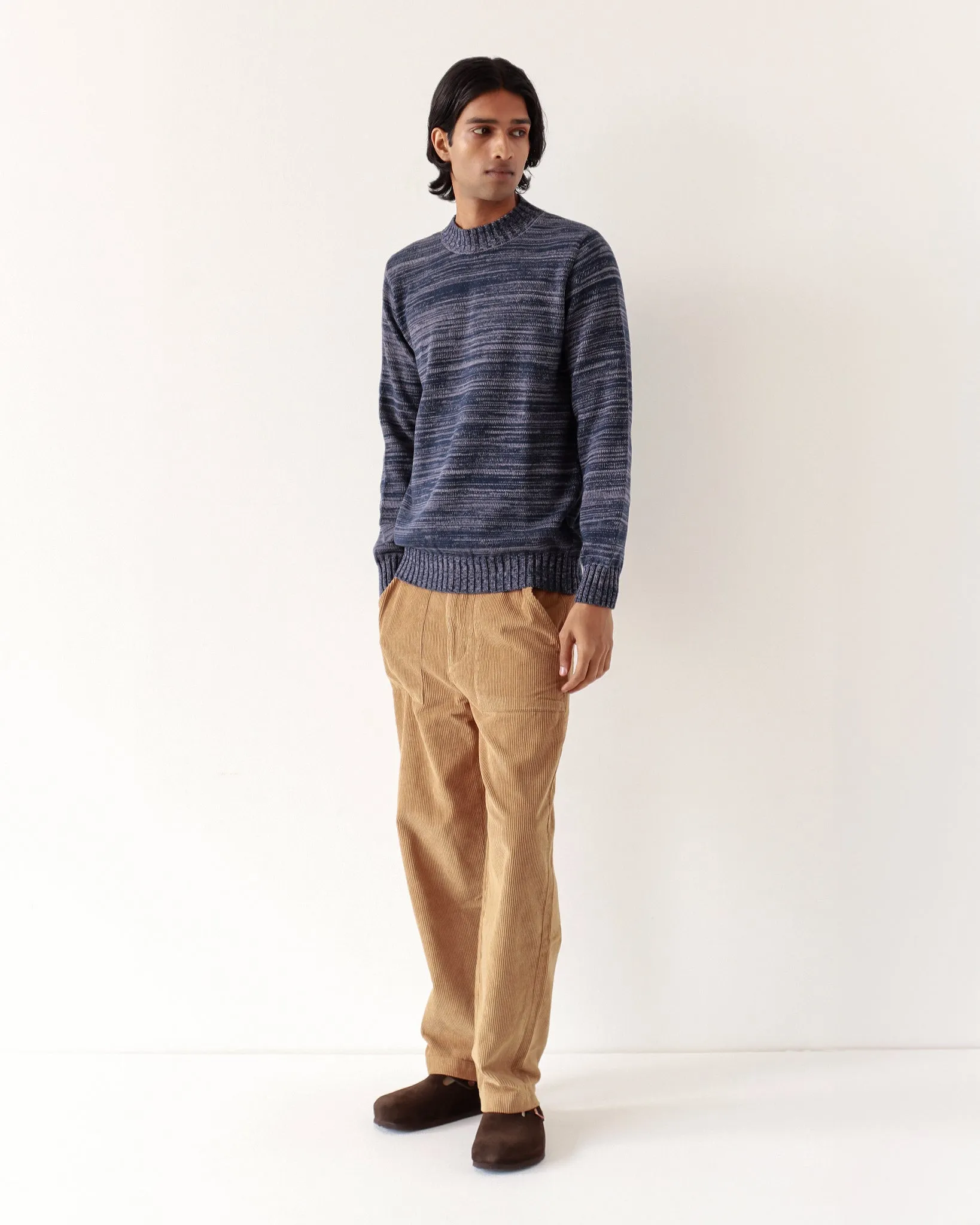 Dieter Knit - Navy / Silver Blue Twisted Yarn