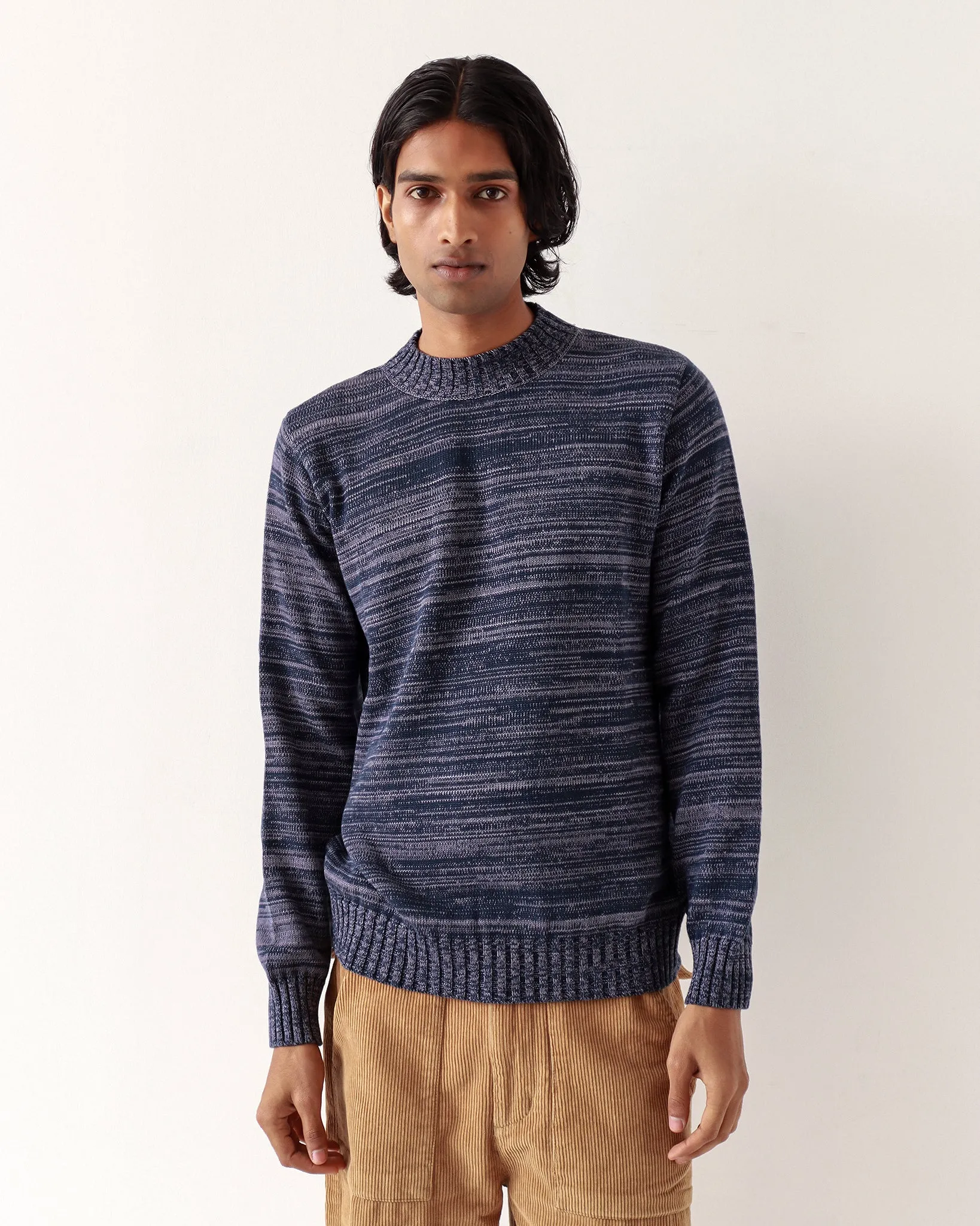 Dieter Knit - Navy / Silver Blue Twisted Yarn