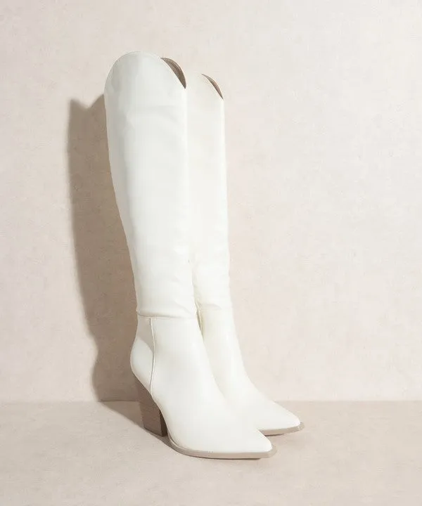 Dolly Knee High Western Boots // Black or White