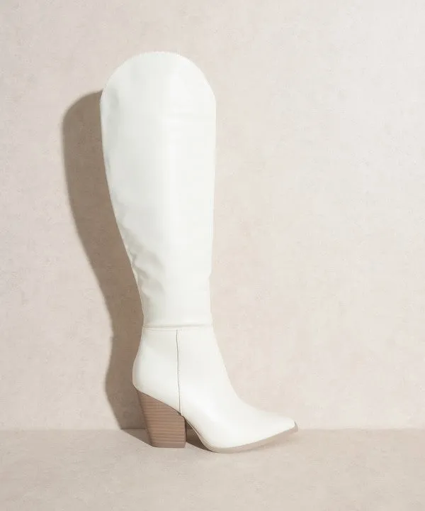 Dolly Knee High Western Boots // Black or White