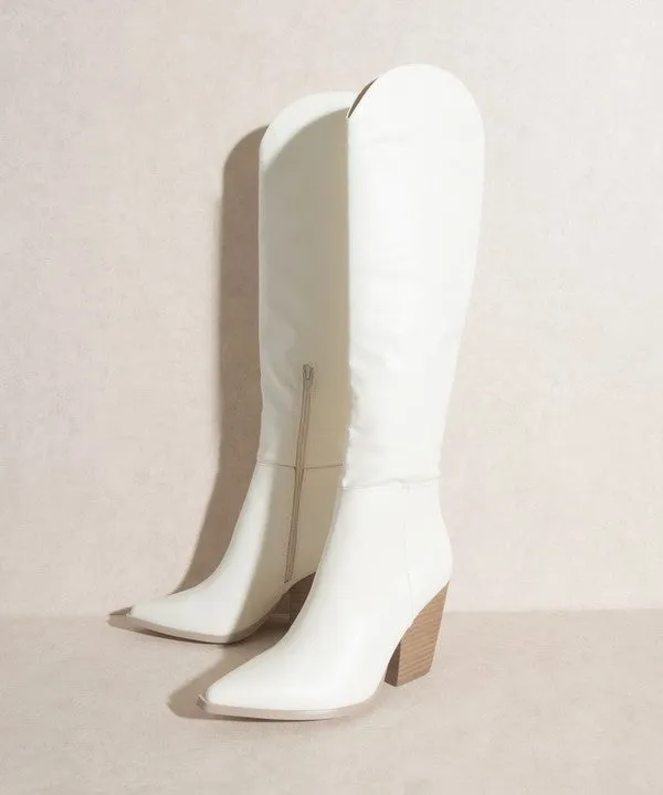 Dolly Knee High Western Boots // Black or White