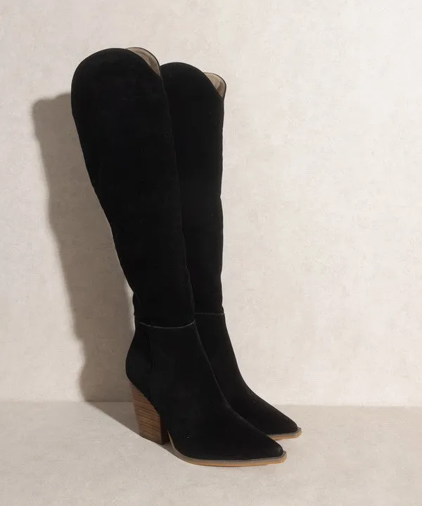 Dolly Knee High Western Boots // Black or White