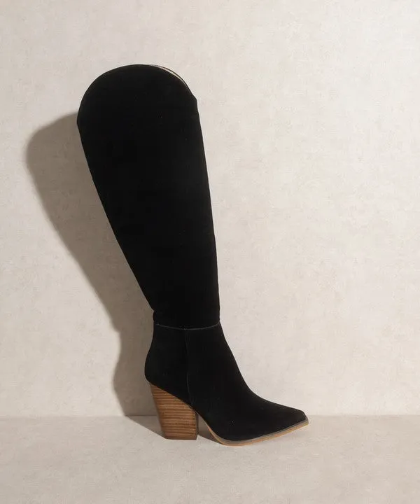 Dolly Knee High Western Boots // Black or White