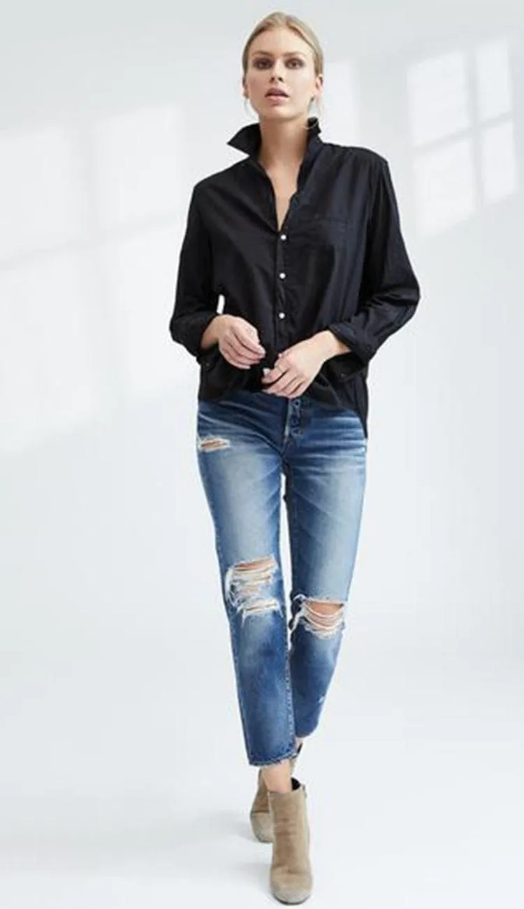 Eileen Black Light Poplin Button Down Shirt