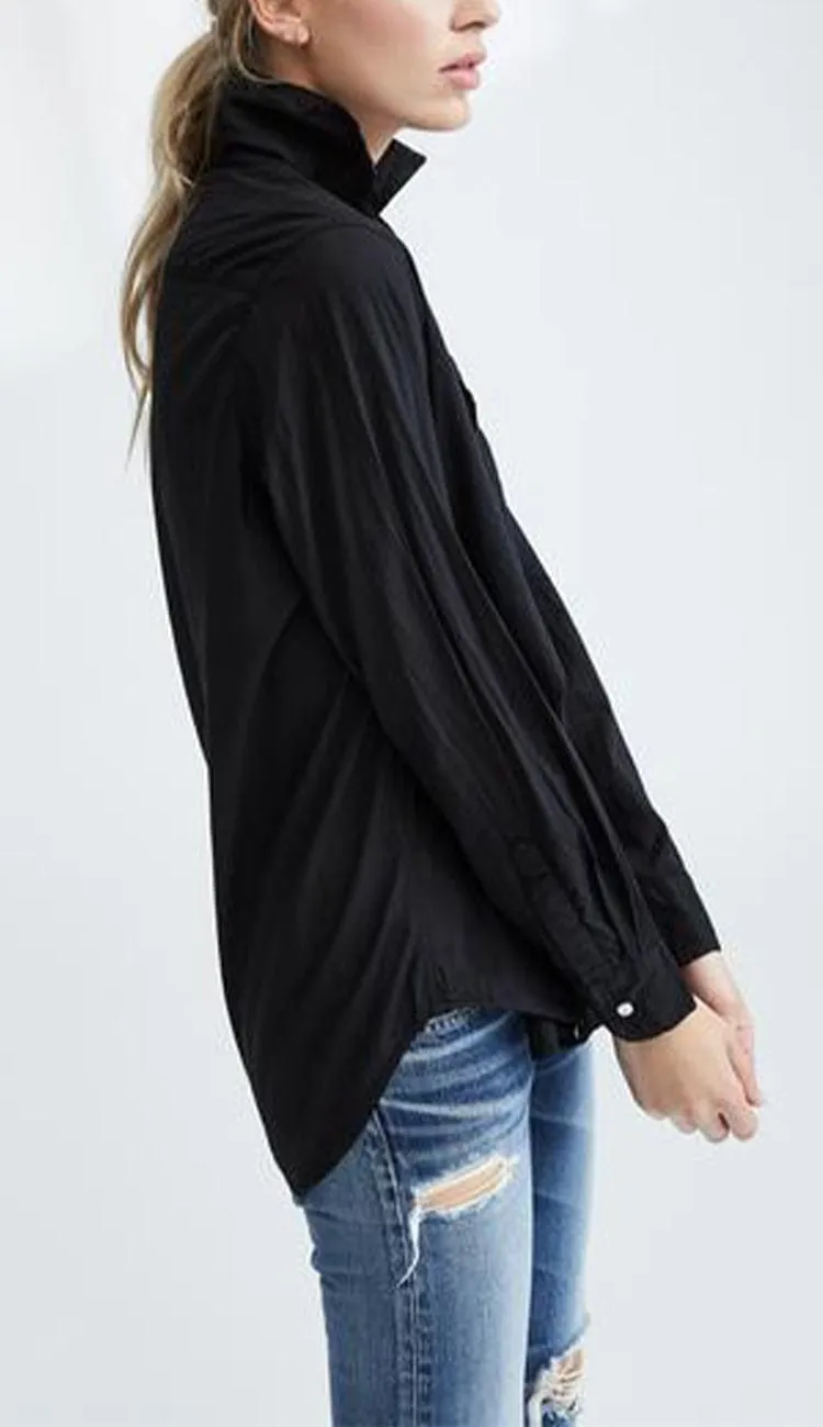 Eileen Black Light Poplin Button Down Shirt