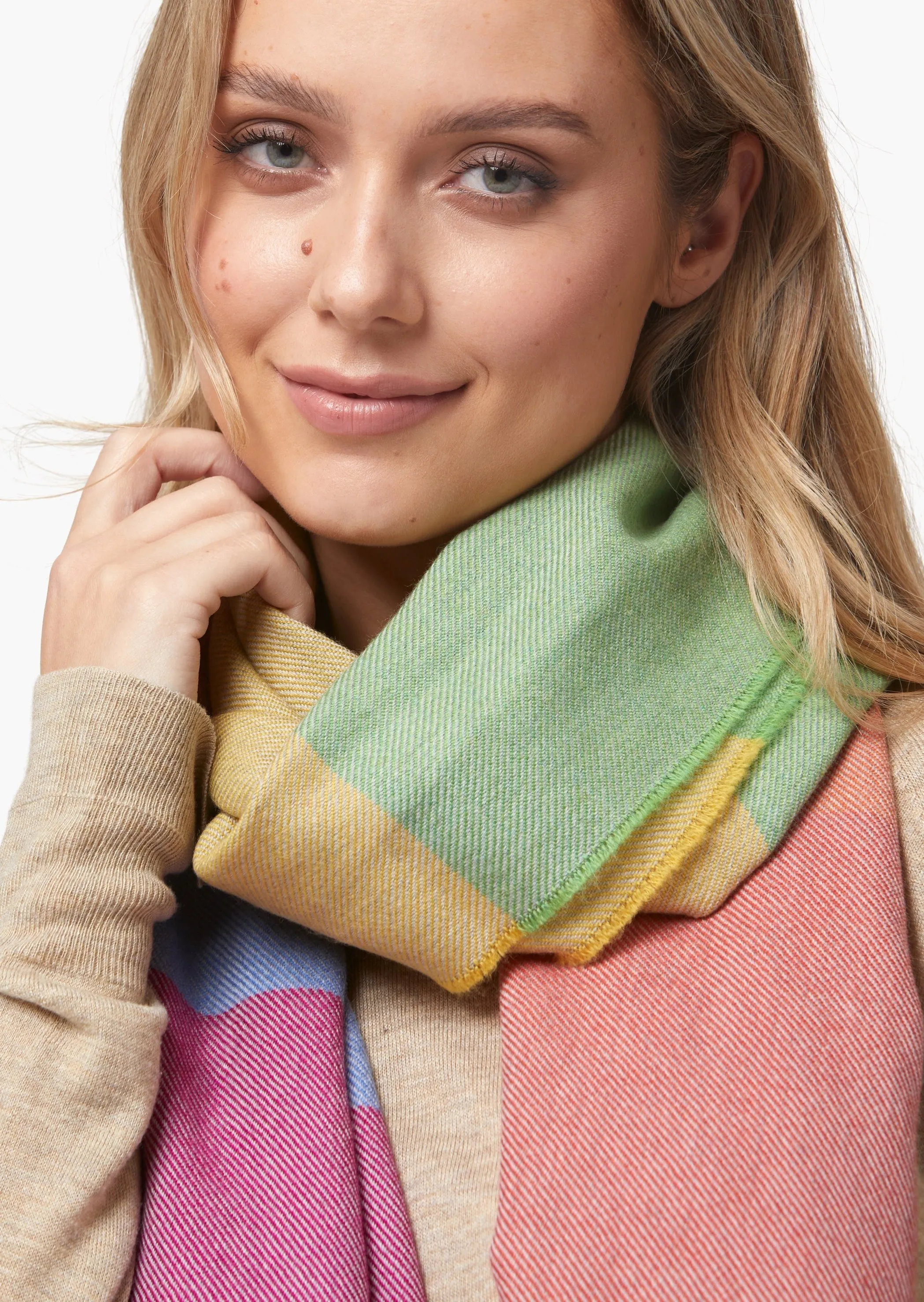 Foxford Giant Merino Scarf | Rainbow