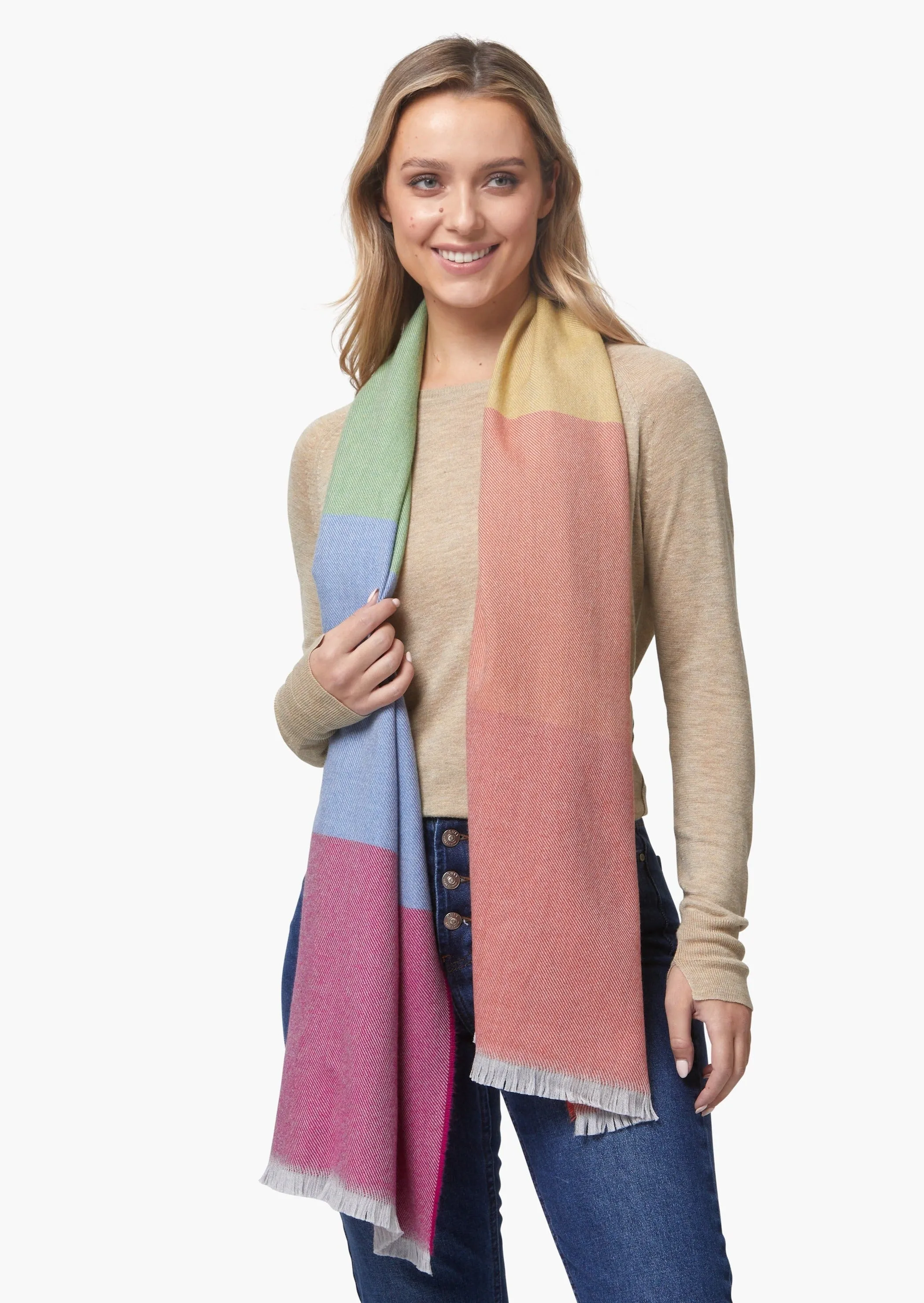 Foxford Giant Merino Scarf | Rainbow