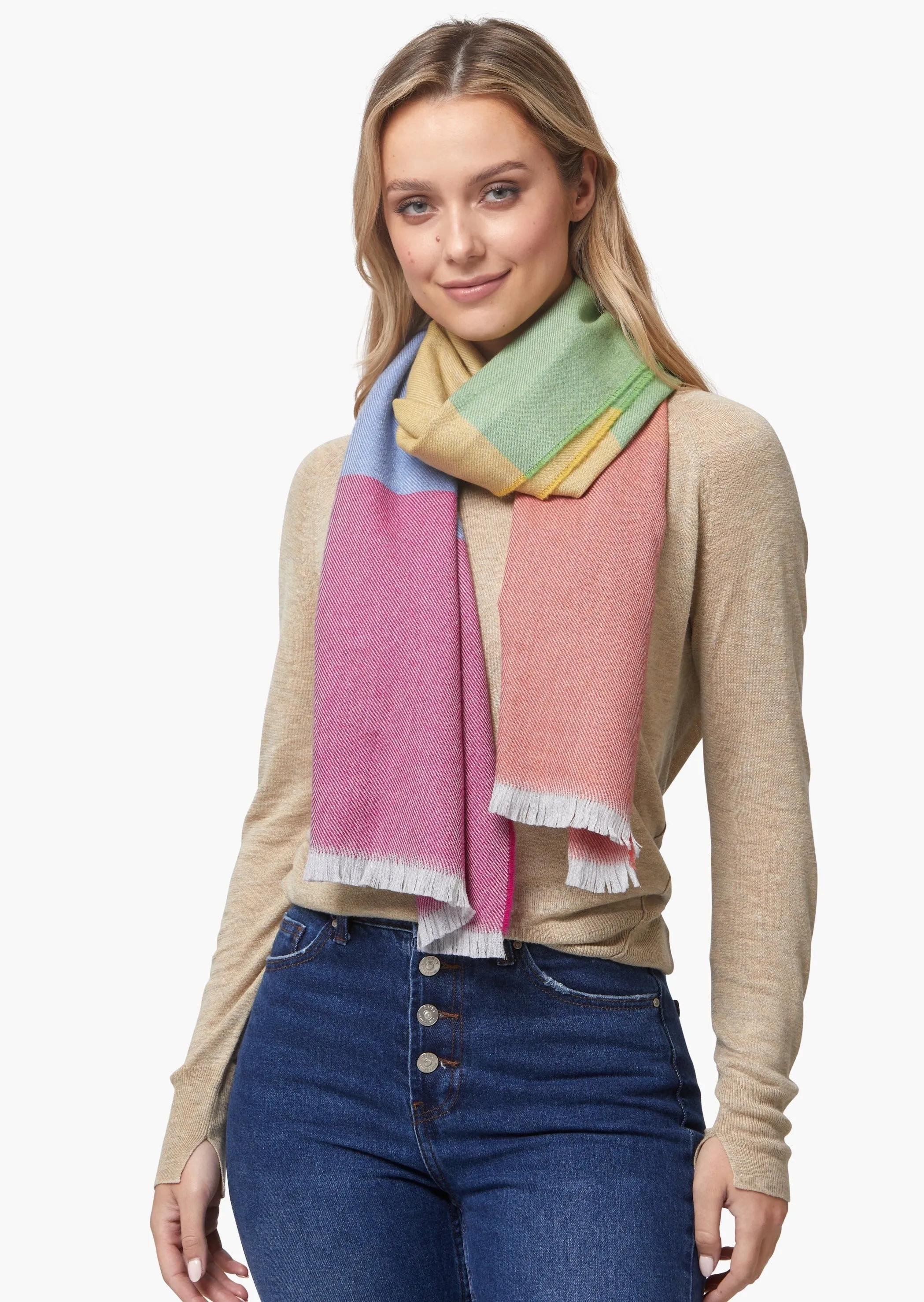 Foxford Giant Merino Scarf | Rainbow