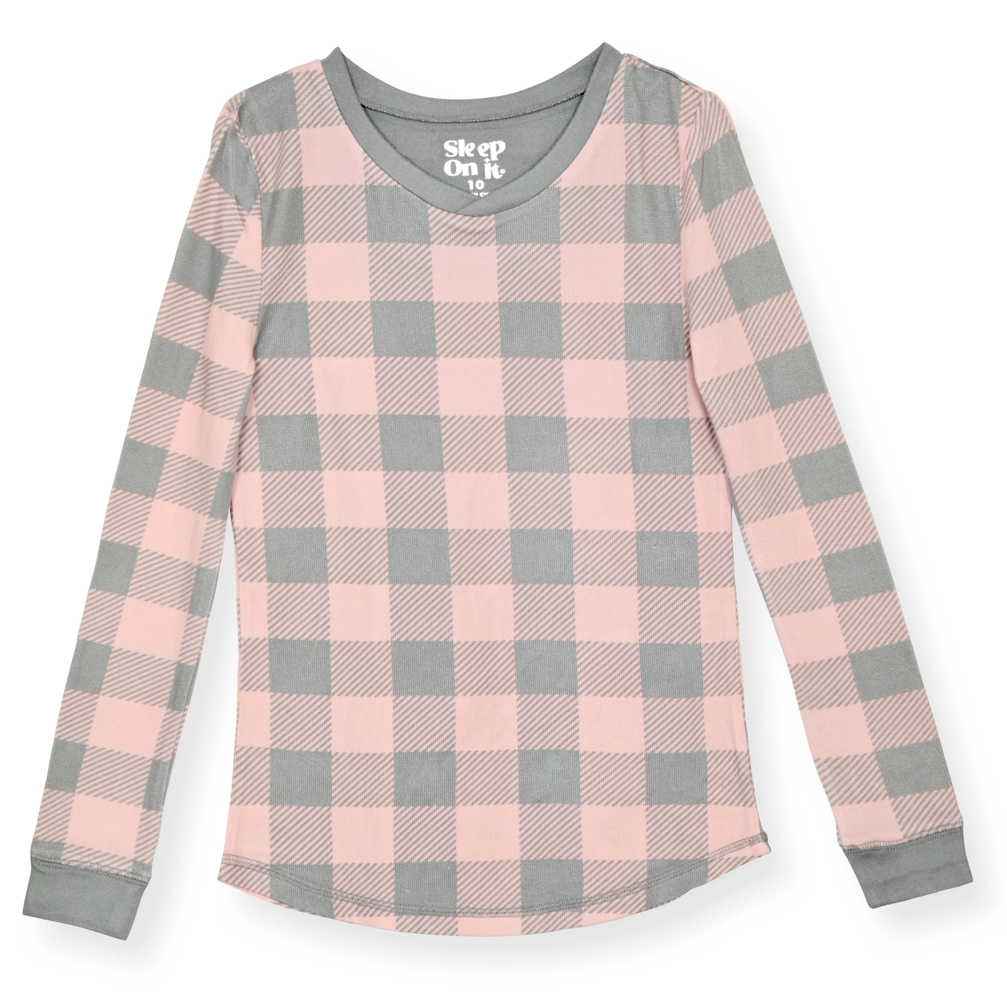 Girls 2-Piece Super Soft Jersey Snug-Fit Pajama Set- Plaid, Pink & Grey Pajama Set for Girls