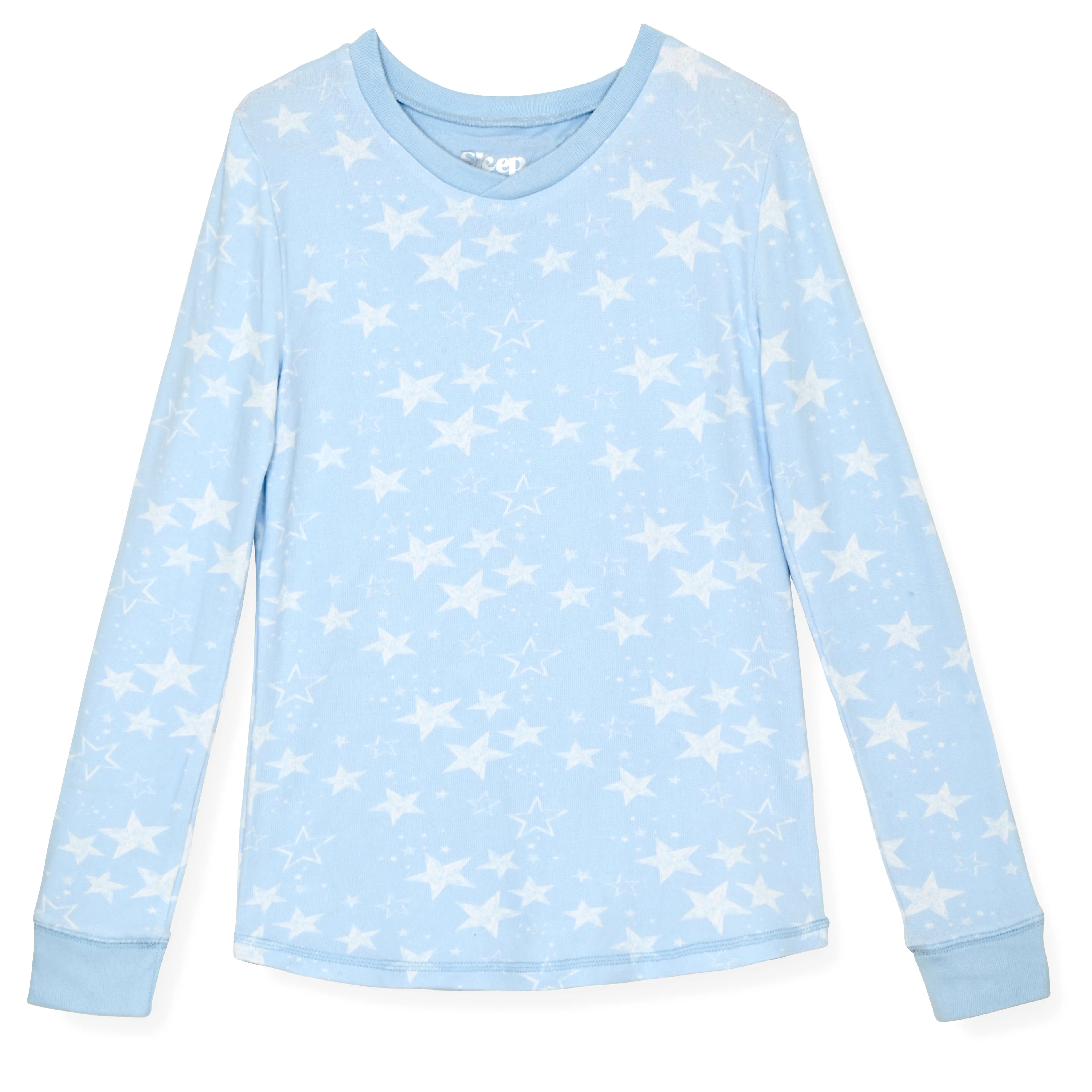 Girls 2-Piece Super Soft Jersey Snug-Fit Pajama Set- Stars, Light Blue Pajama Set for Toddlers and Girls