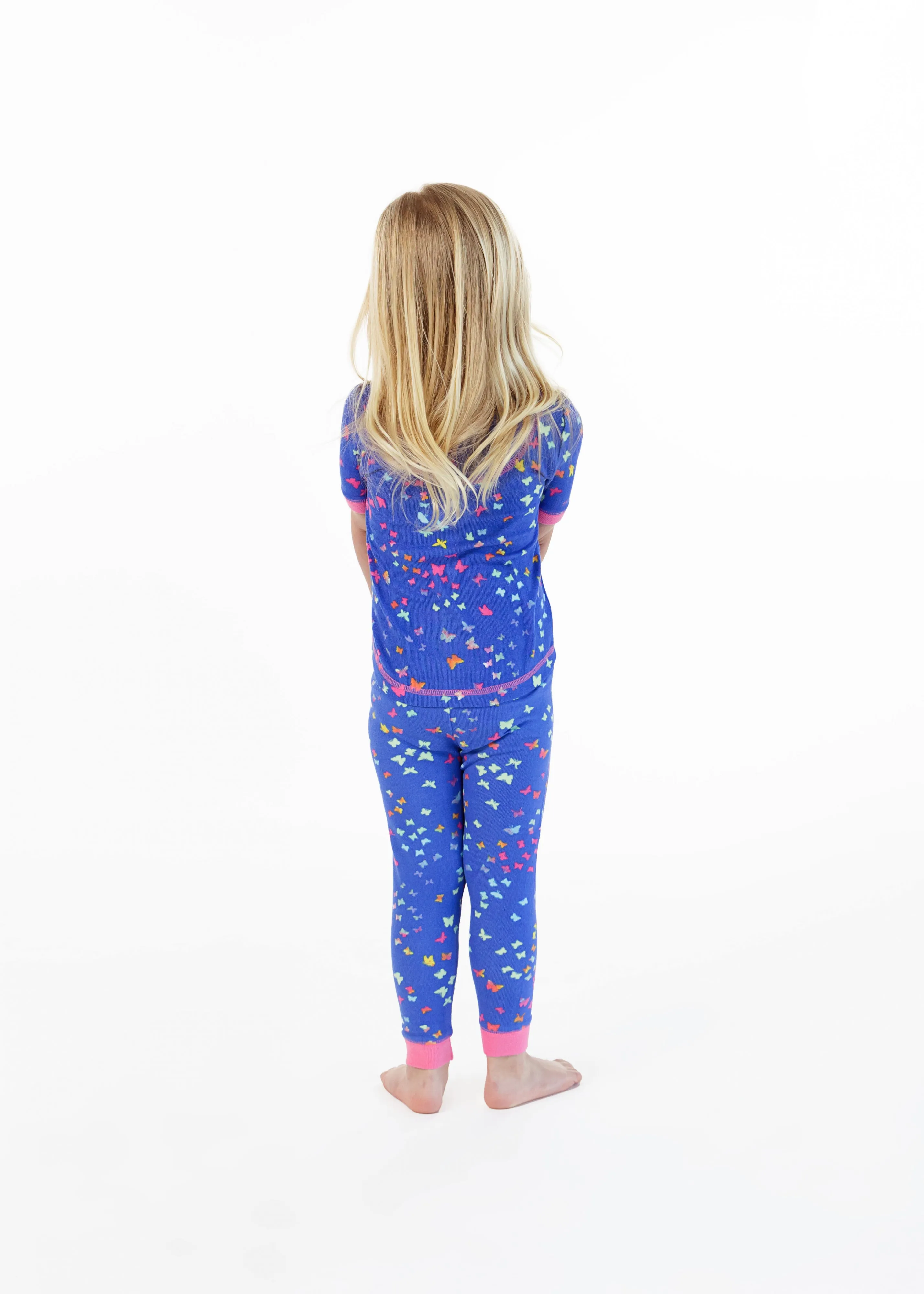 Girls Rainbow Butterfly Snug Fit 2-Piece Pajama Sleep Set