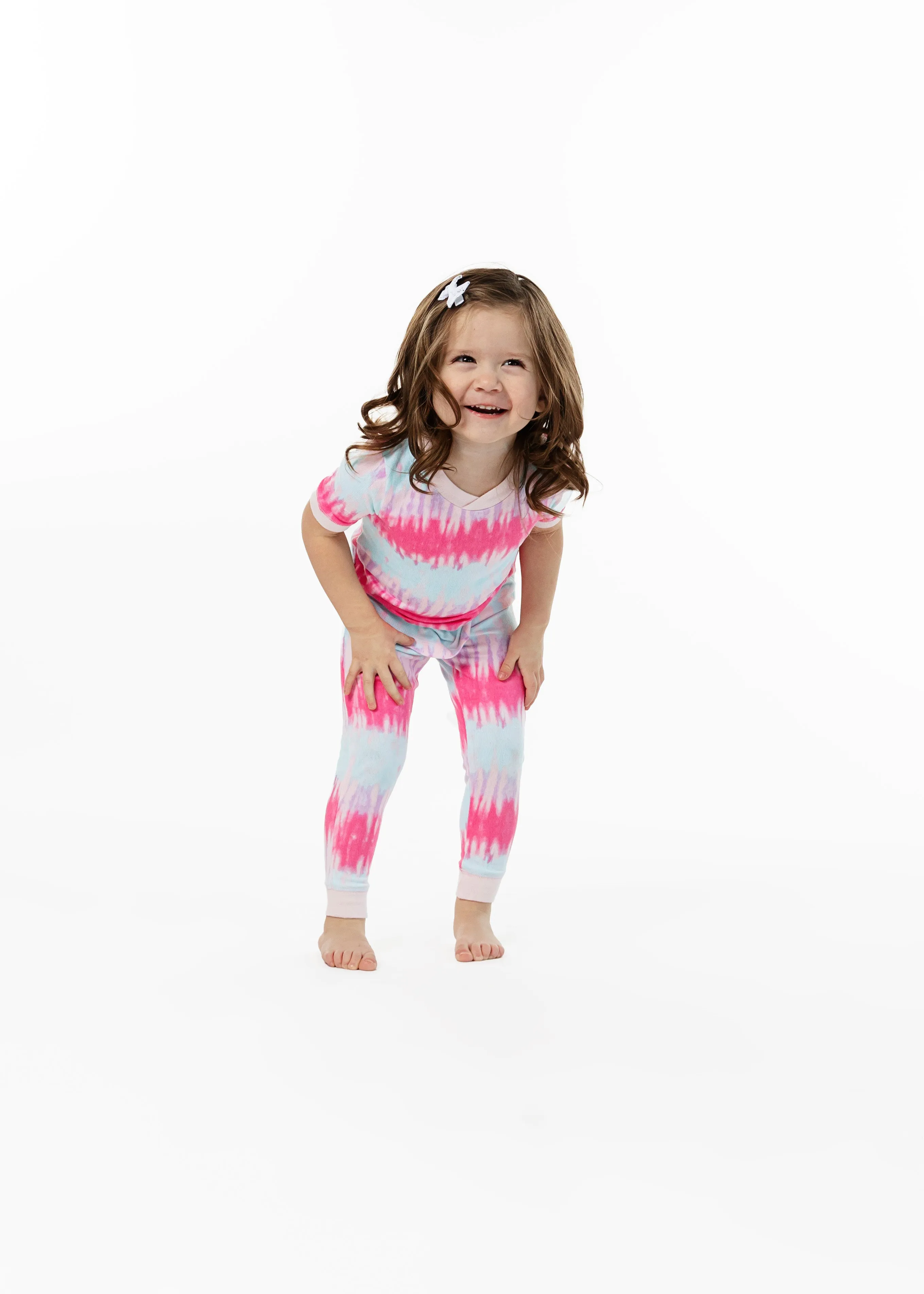 Girls Tie-Dye Sailor Stripe Snug Fit 2-Piece Pajama Sleep Set