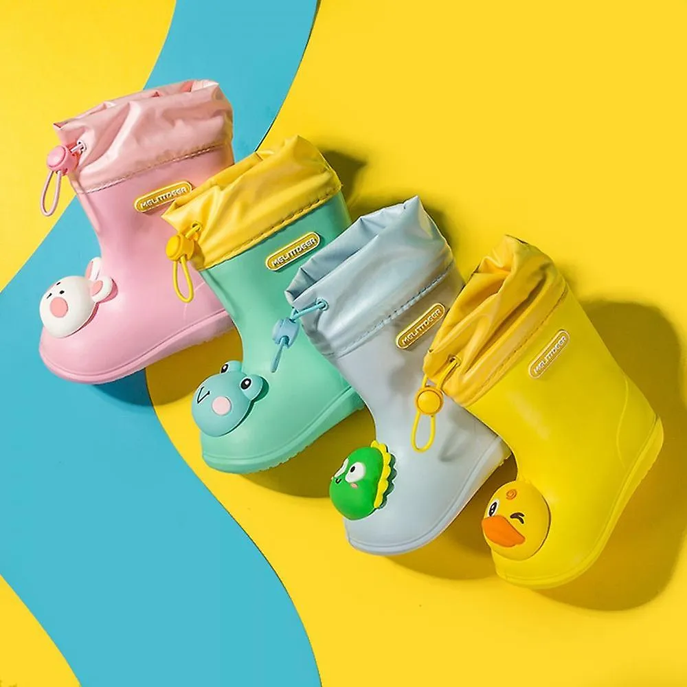 Green 150Children's Cartoon Pvc Rubber Waterproof Rain Boots Fashion Classic Baby Water Shoes Rabbit Frog Dolls Boys Girls