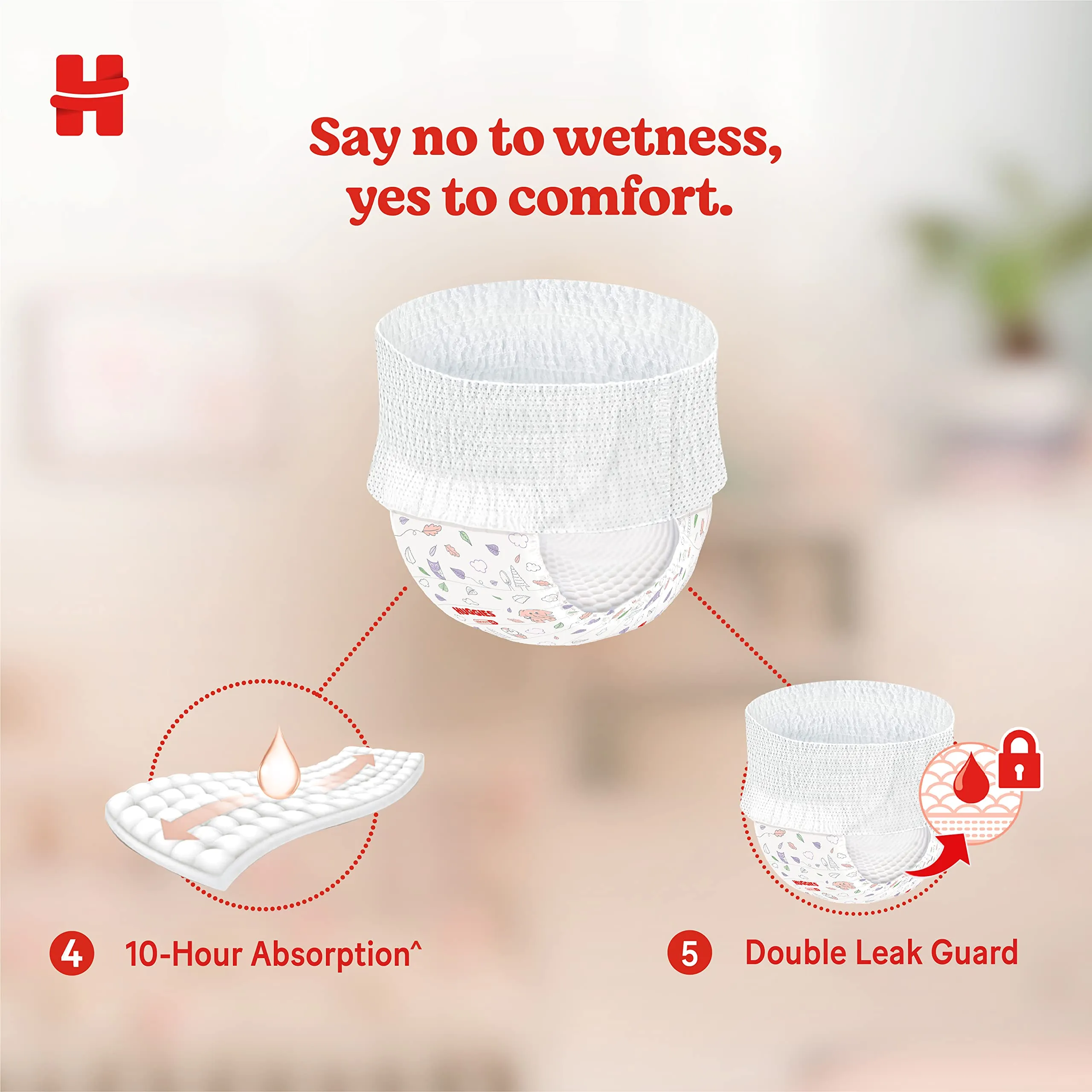 Huggies Complete Comfort Dry Pants Small (S) Size Baby Diaper Pants, 32 count, with 5 in 1 Comfort