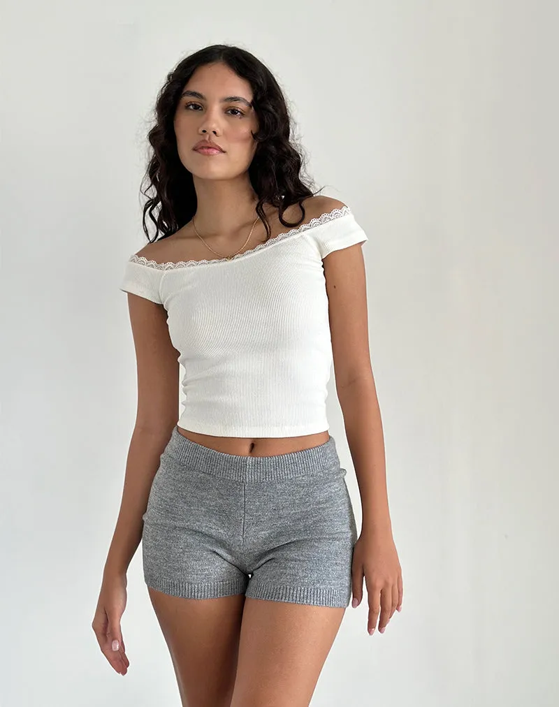 Husan Hot Pants in Knit Grey