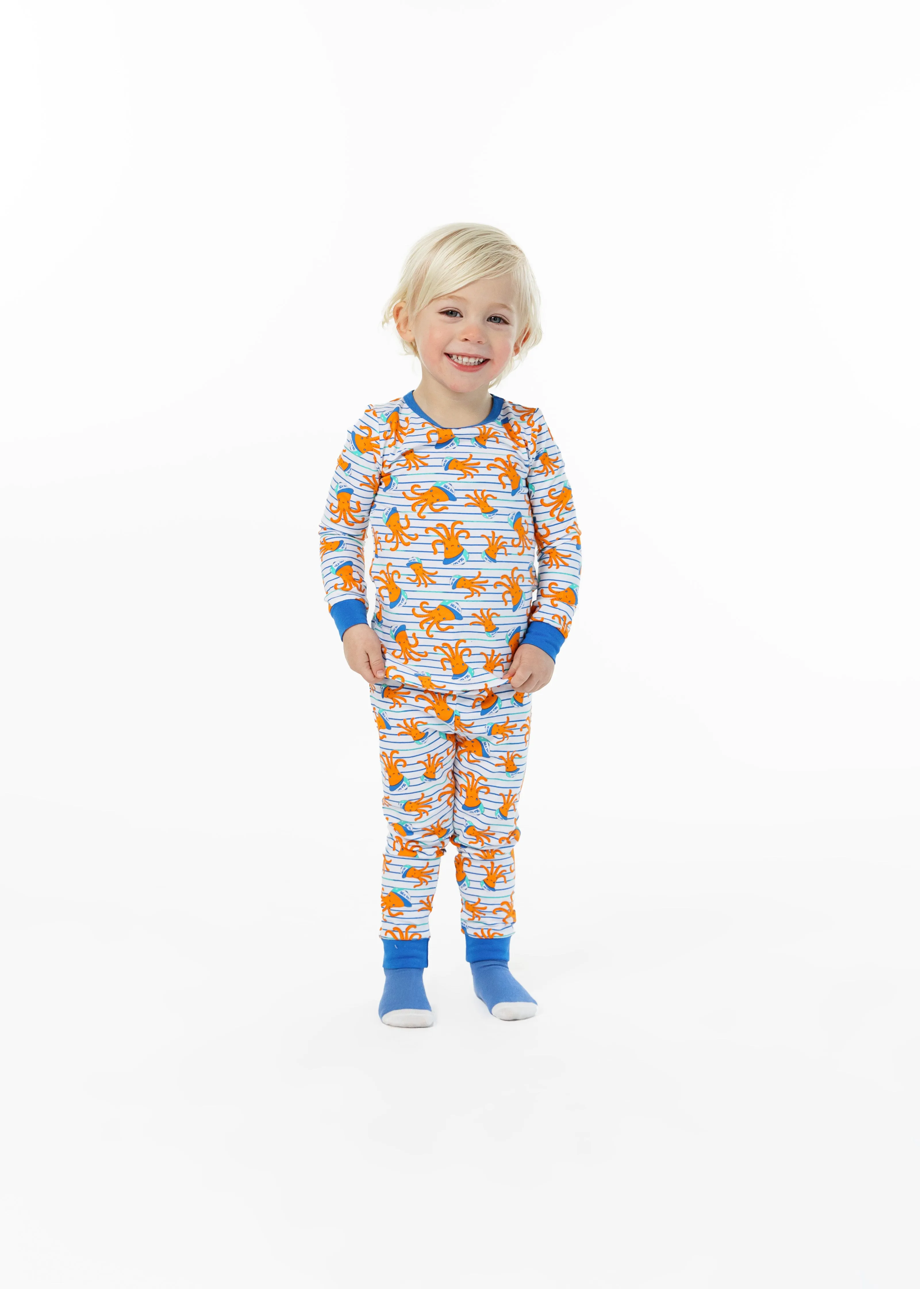 Infant/Toddler Boys Sea Ya! Octopus Snug Fit 2-Piece Pajama Sleep Set With Matching Socks