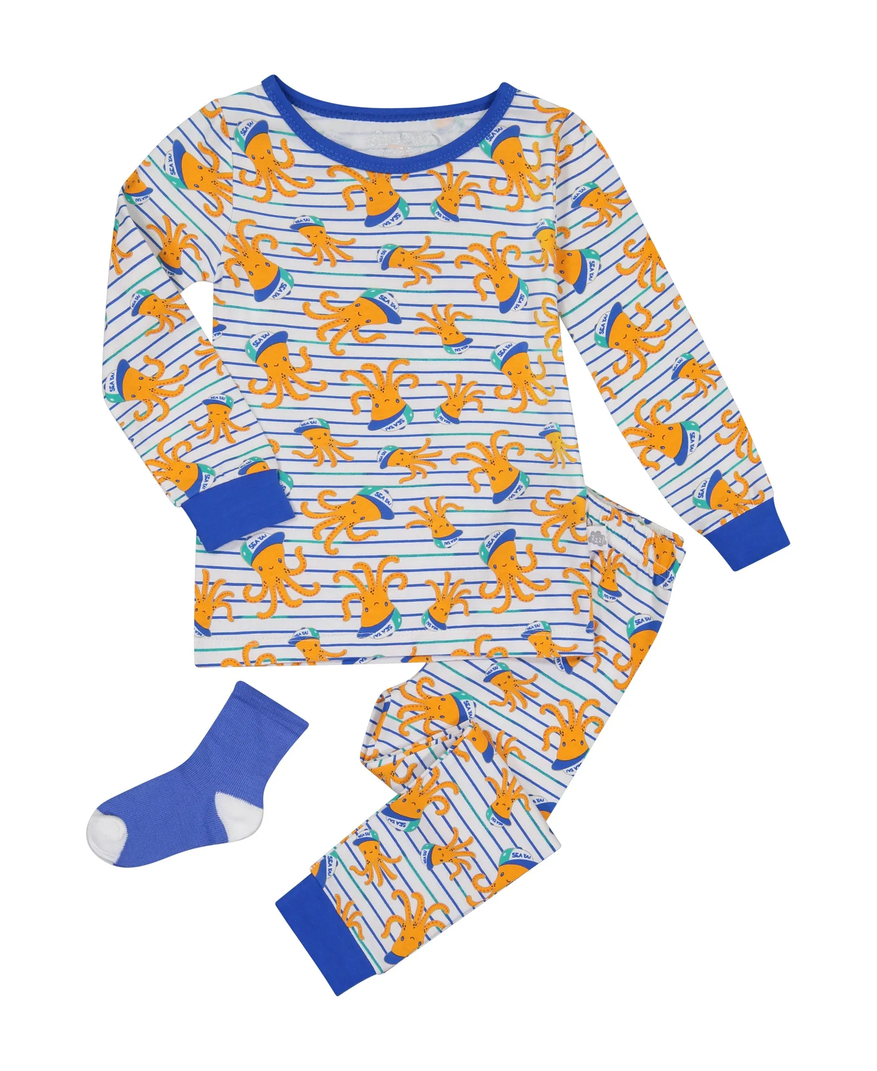 Infant/Toddler Boys Sea Ya! Octopus Snug Fit 2-Piece Pajama Sleep Set With Matching Socks