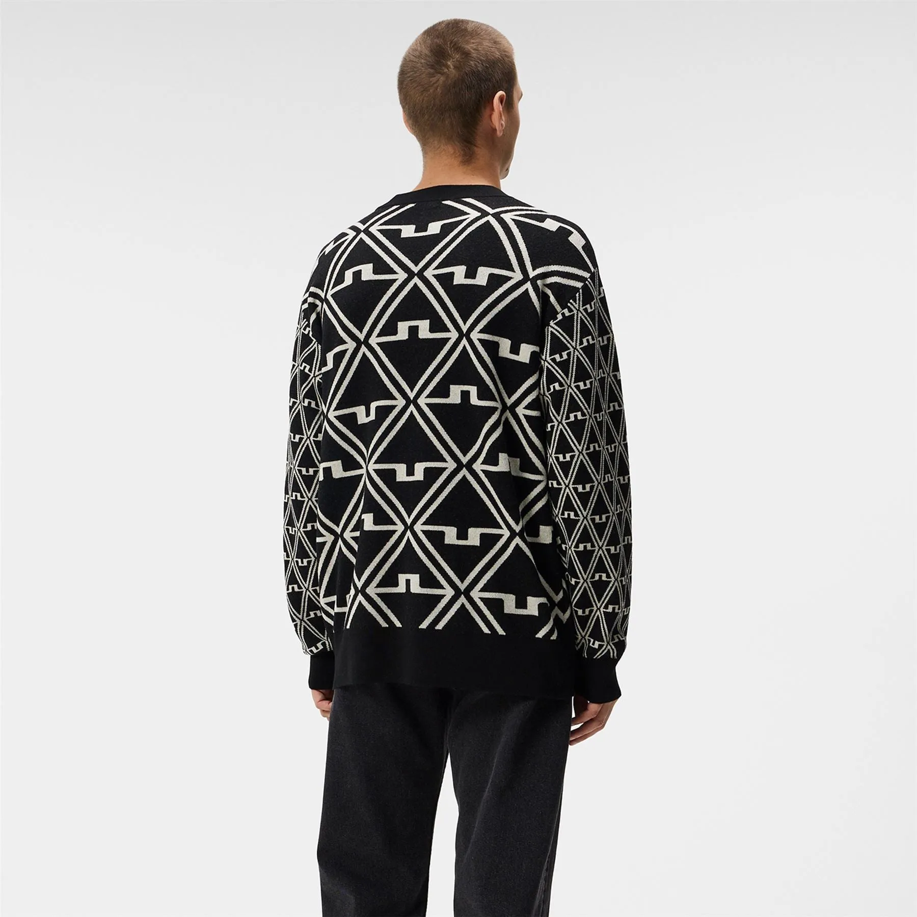 Isaac Jacquard Knitted Sweater Black - AW23